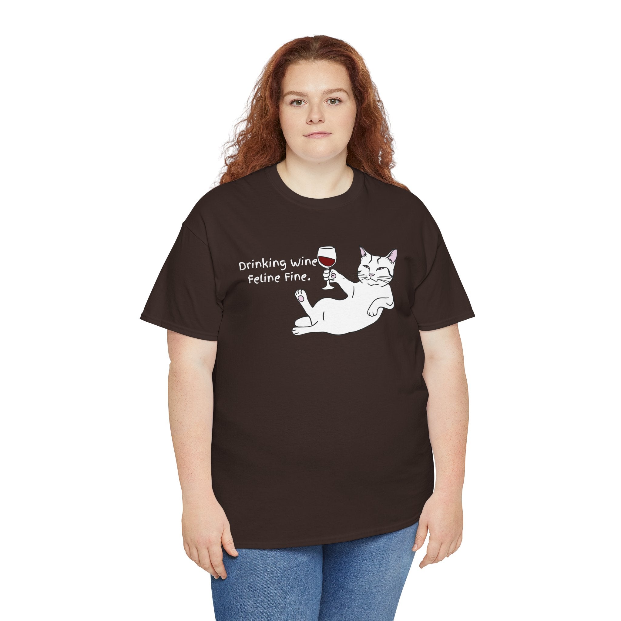 Drinking Wine, Feline Fine Cat Tee