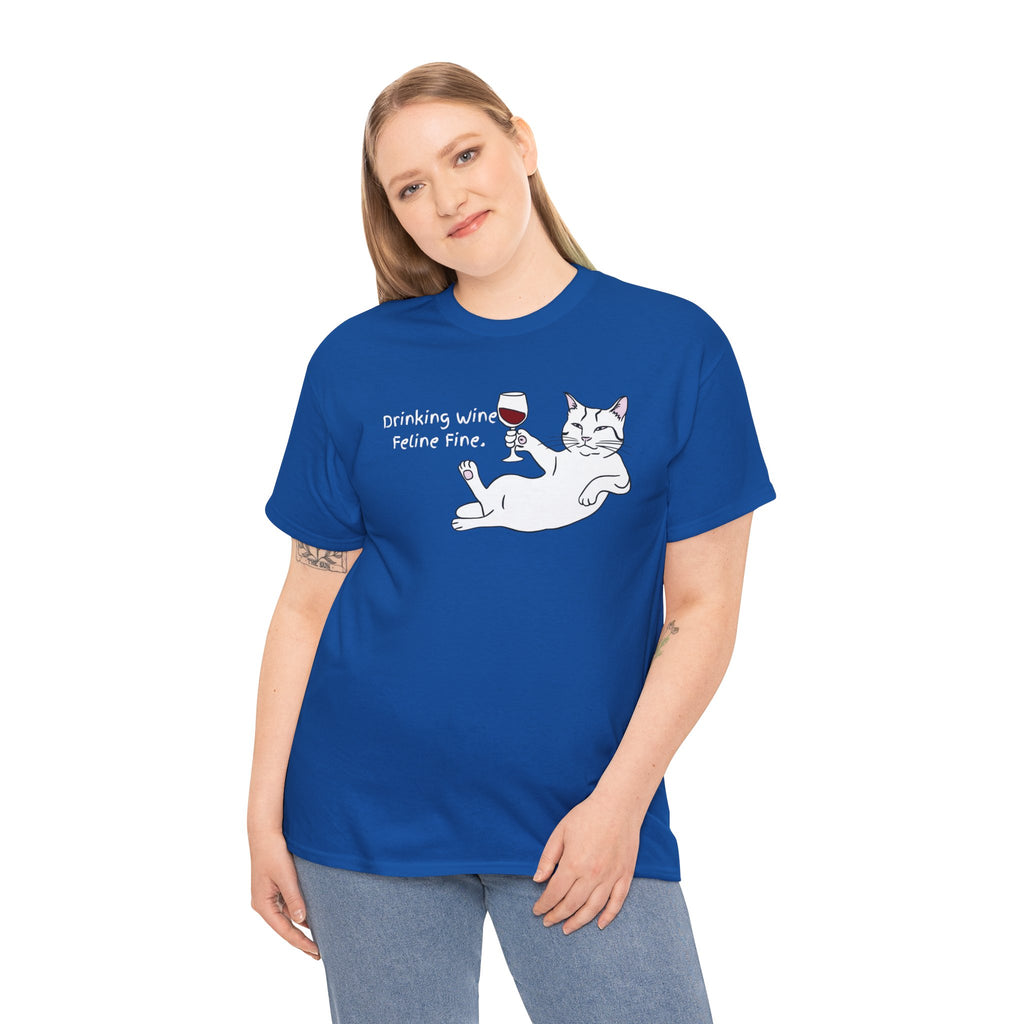 Drinking Wine, Feline Fine Cat Tee