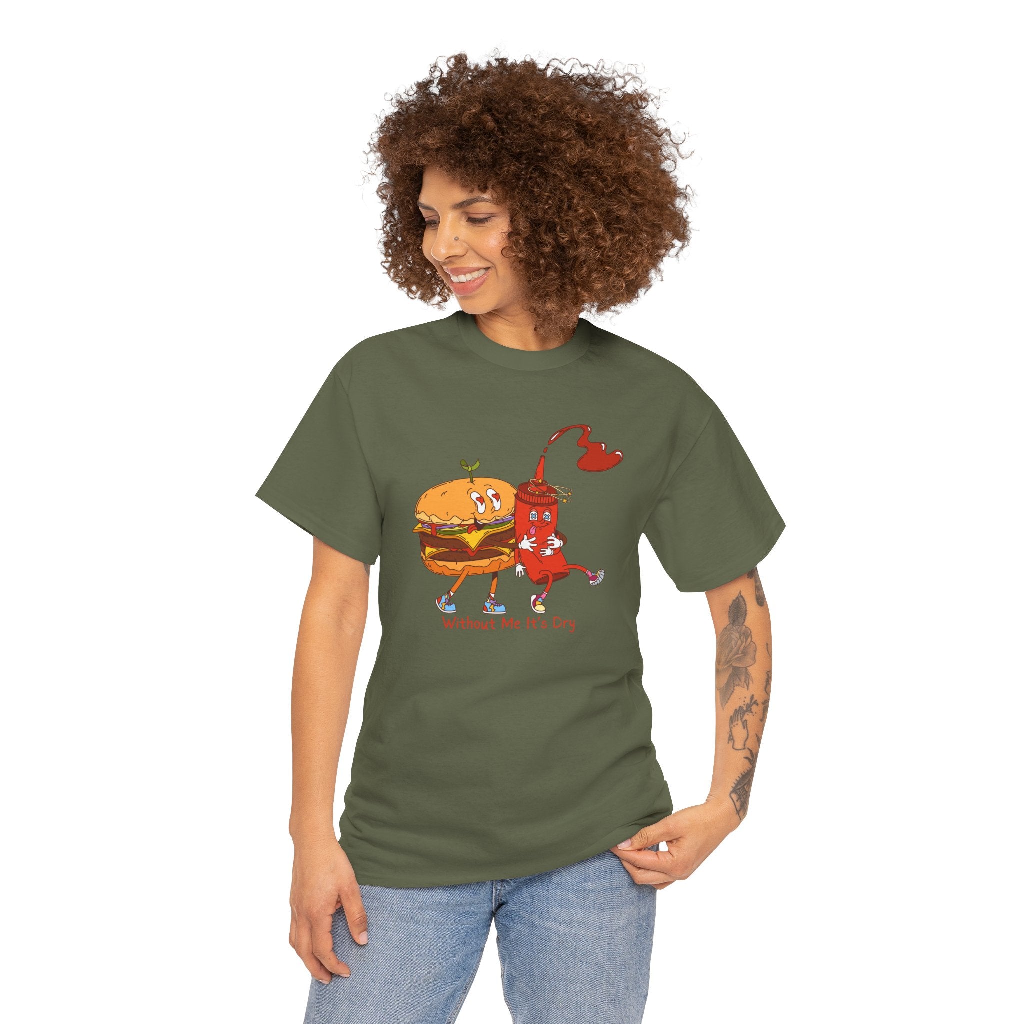 Ketchup & Burger Besties Tee — "Without Me, He’s Dry" Funny Food Couple T-Shirt