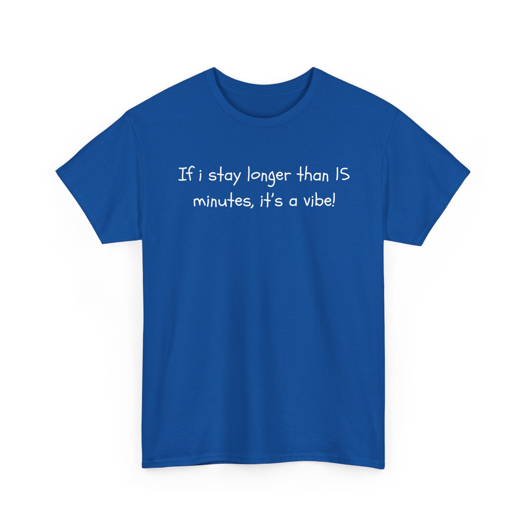 If I Stay Longer Than 15 Minutes It's a Vibe Tee — Funny Casual Graphic T-Shirt