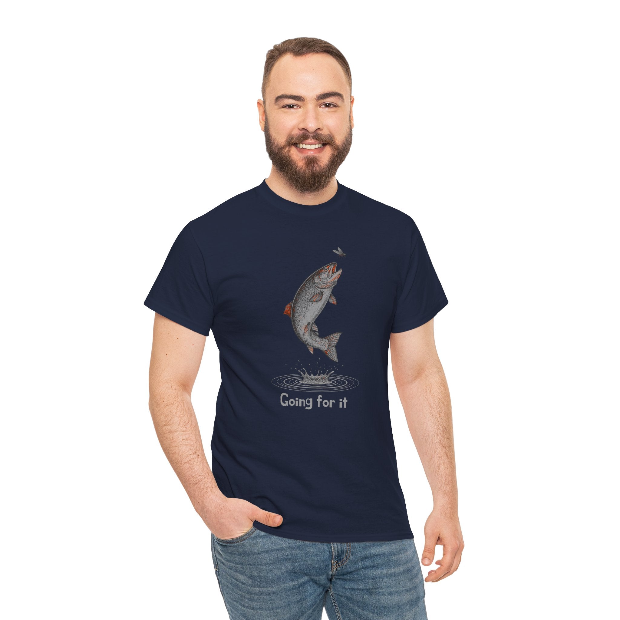 Fishing T‑Shirt — Leaping Trout 'Going for it' Graphic Tee