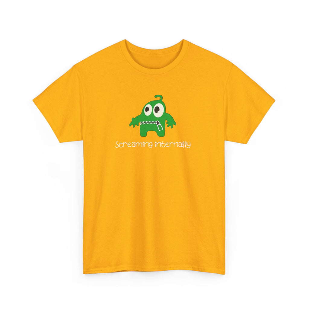Screaming Internally Tee — Cute Green Monster Graphic Shirt