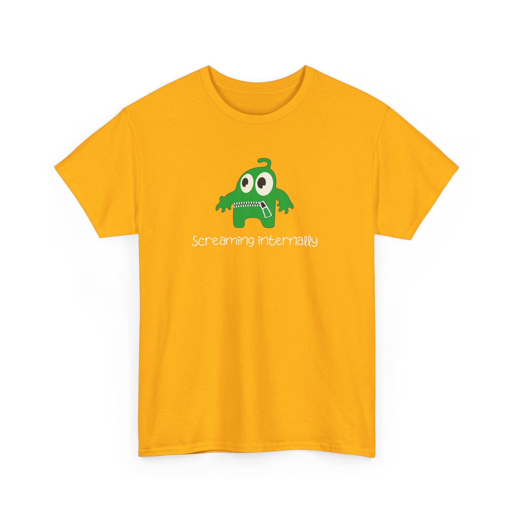 Screaming Internally Tee — Cute Green Monster Graphic Shirt