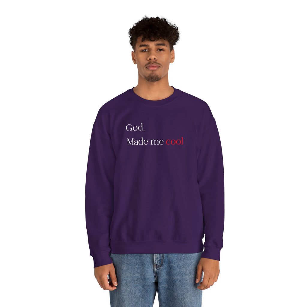 Sweatshirt — "God. Made Me Cool" Minimal Faith Crewneck