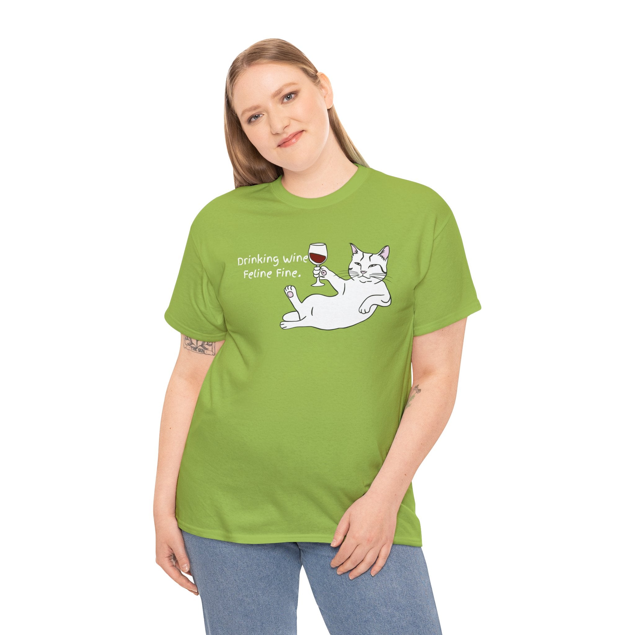 Drinking Wine, Feline Fine Cat Tee