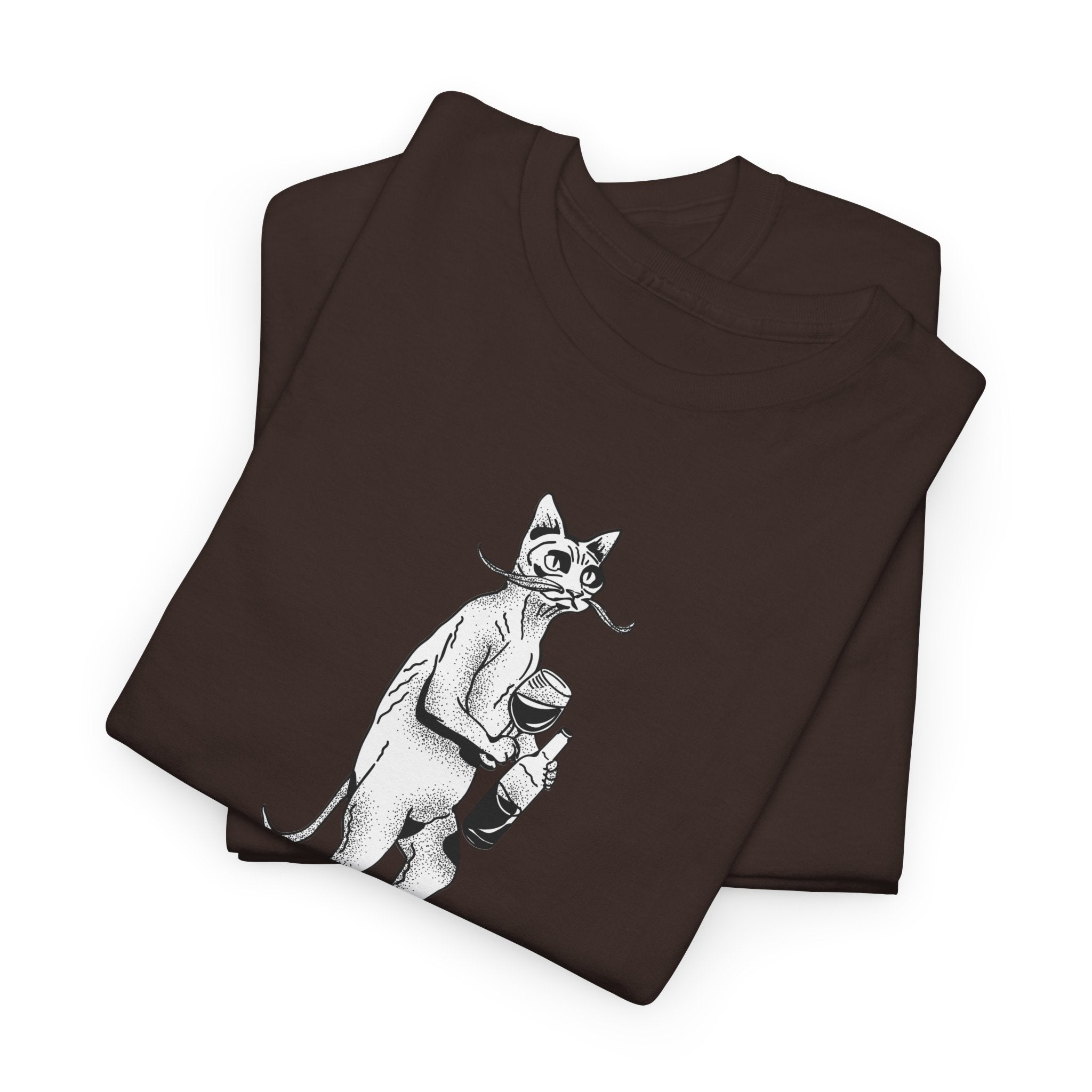 T-Shirt — 'Wine because adulting is so hard' Cat Wine Graphic Tee