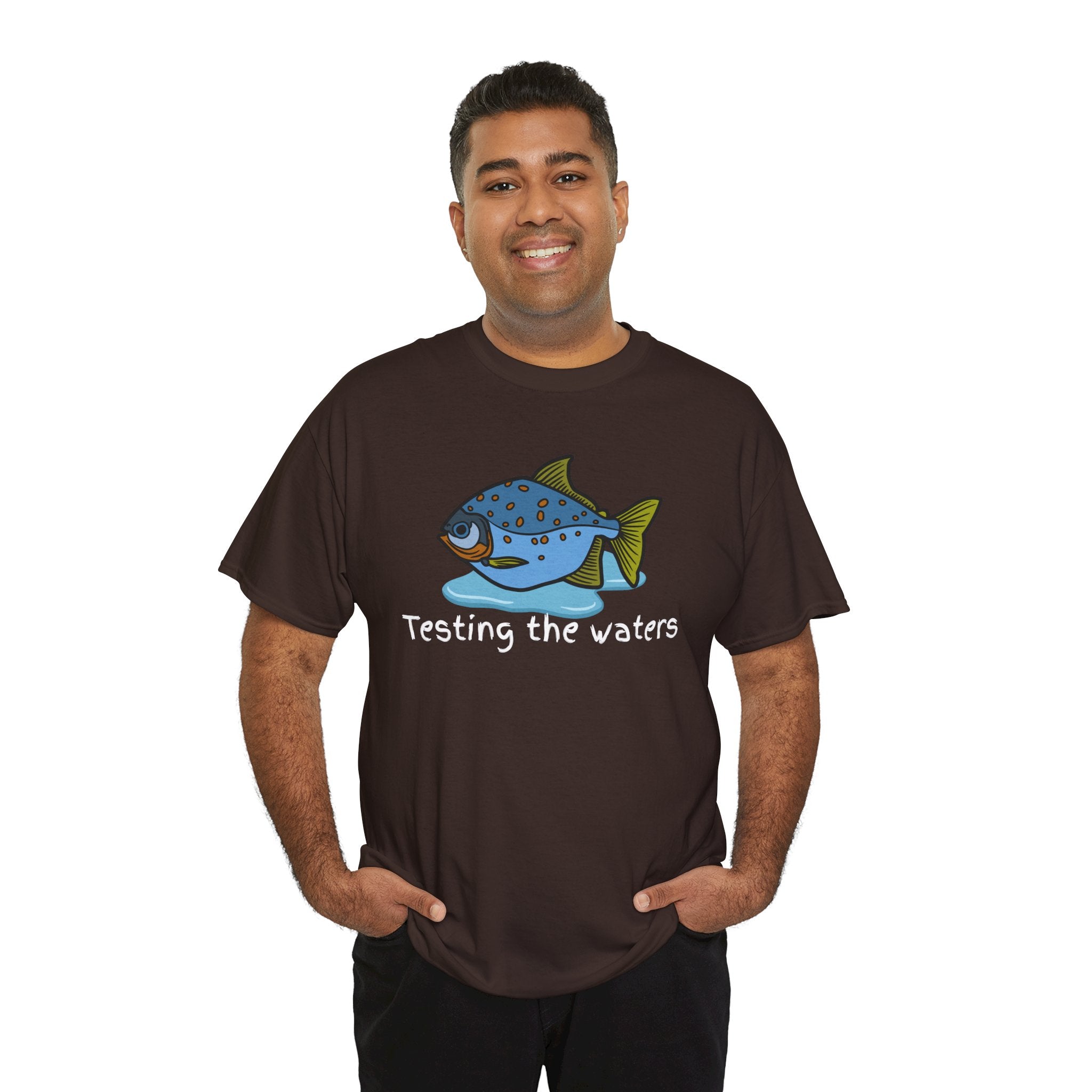 Fishing T‑Shirt — 'Testing the Waters' Blue Fish Tee