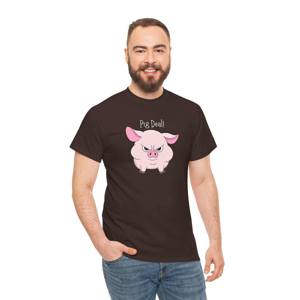 Pig Deal! Cute Angry Pig Graphic Tee — Funny Farm Animal T-Shirt