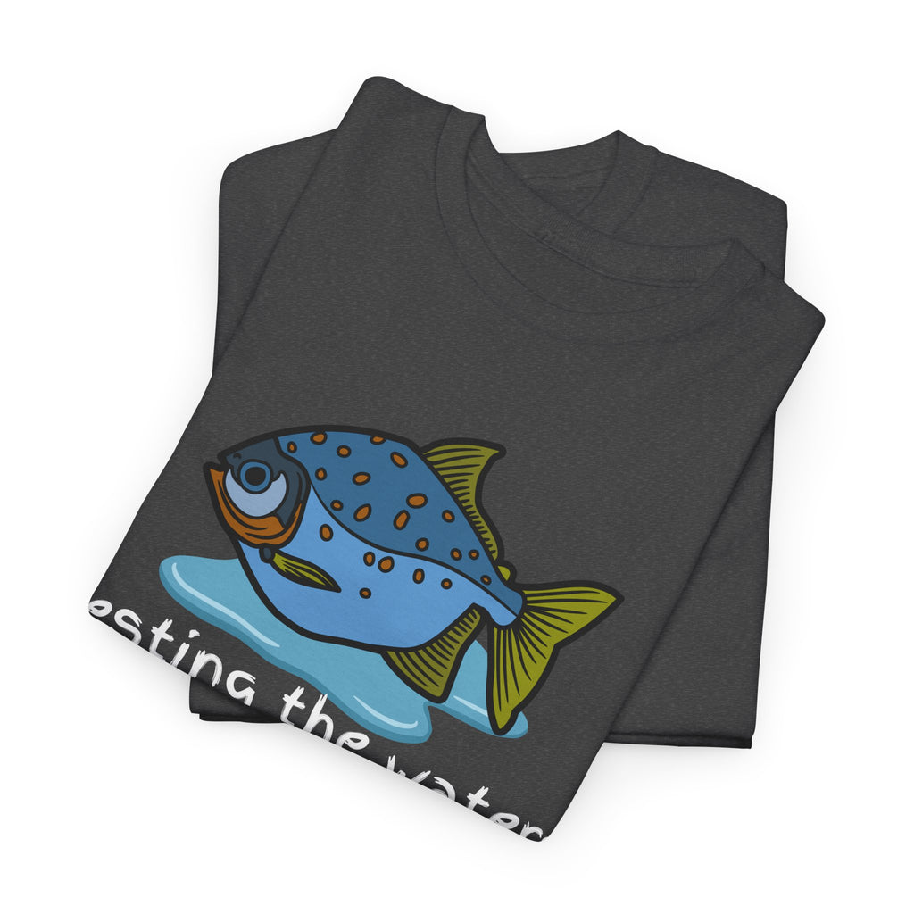 Fishing T‑Shirt — 'Testing the Waters' Blue Fish Tee