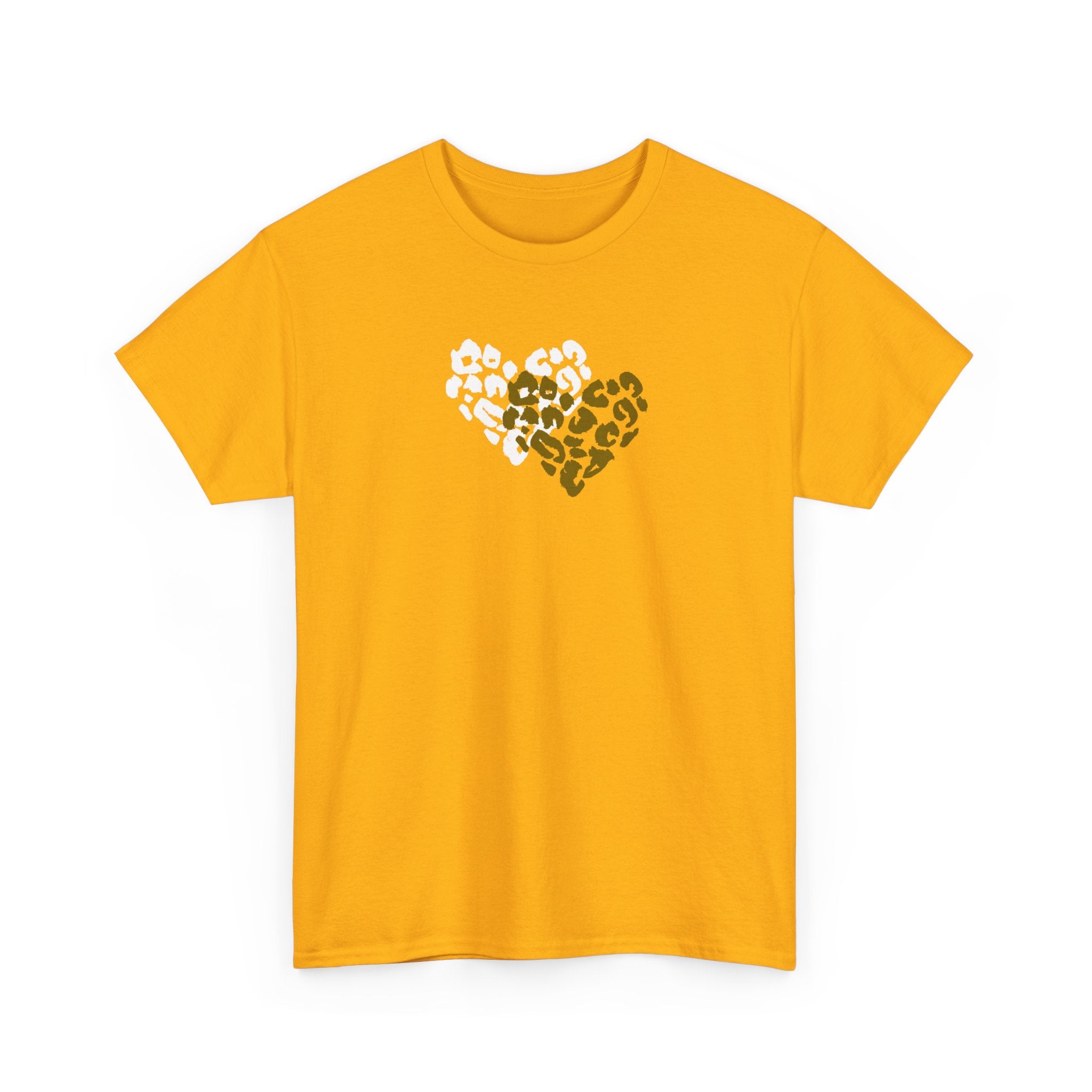 Leopard Heart Graphic Tee — Two-Tone Animal Print Heart T-Shirt