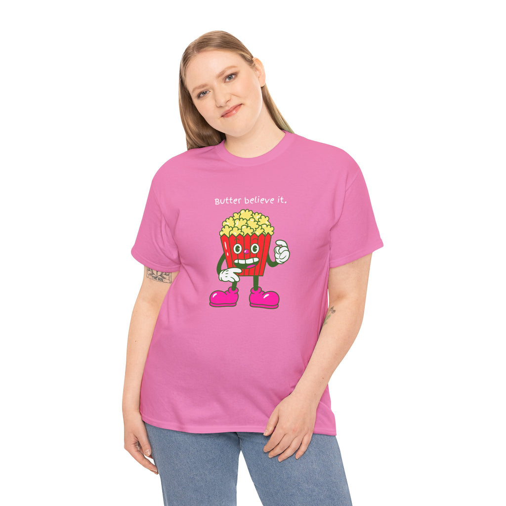 Butter Believe It Popcorn Tee — Cute Retro Snack Cartoon T-Shirt