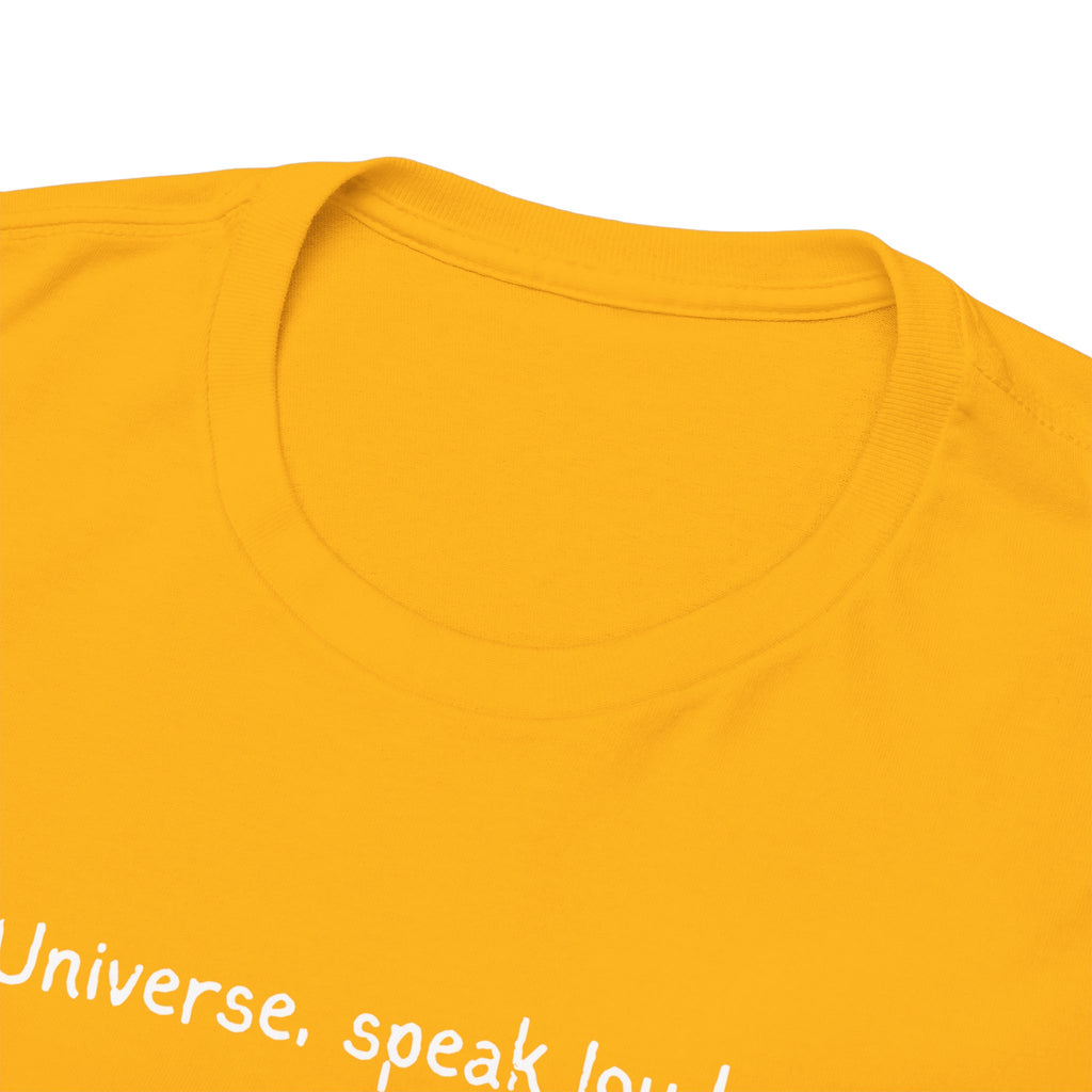 'Universe, Speak Louder' Black Graphic Tee Tag