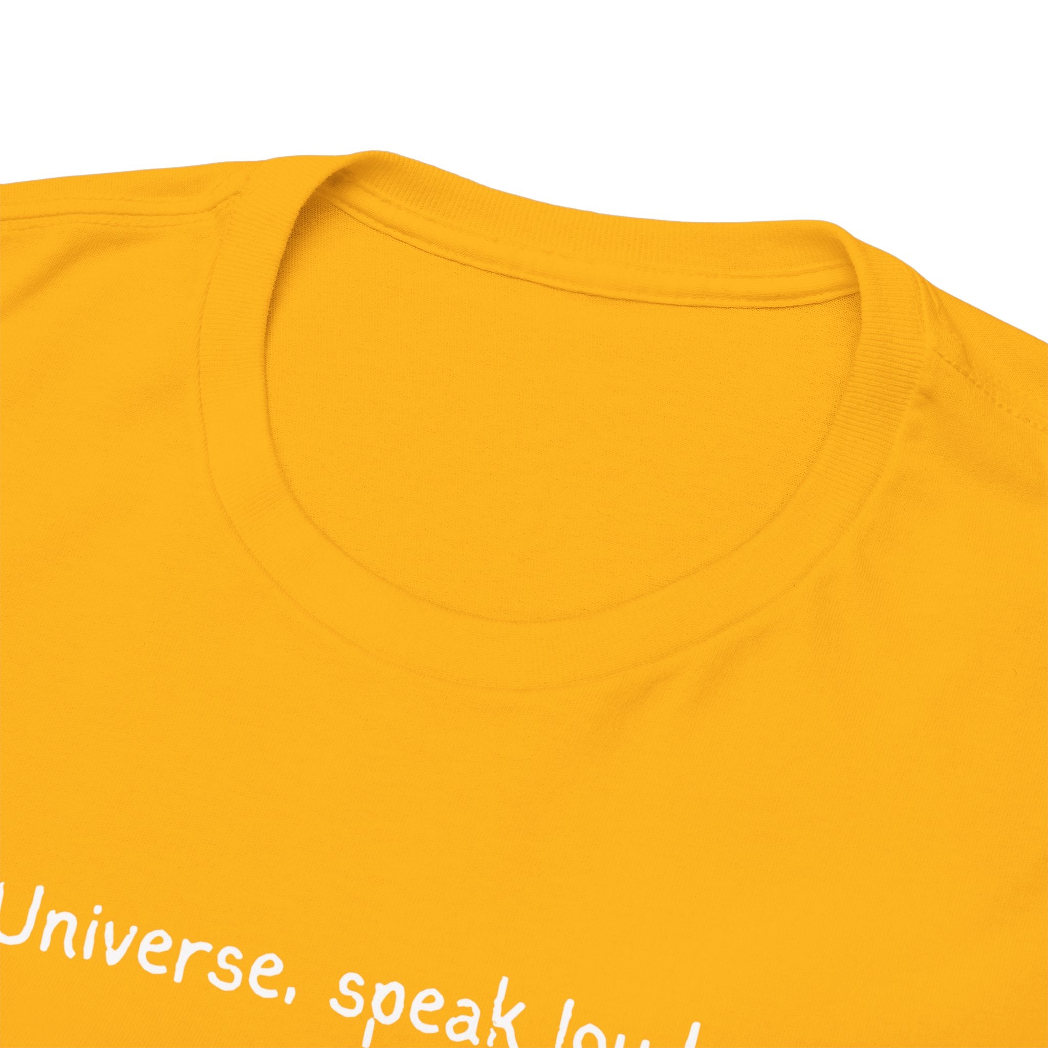 'Universe, Speak Louder' Black Graphic Tee Tag