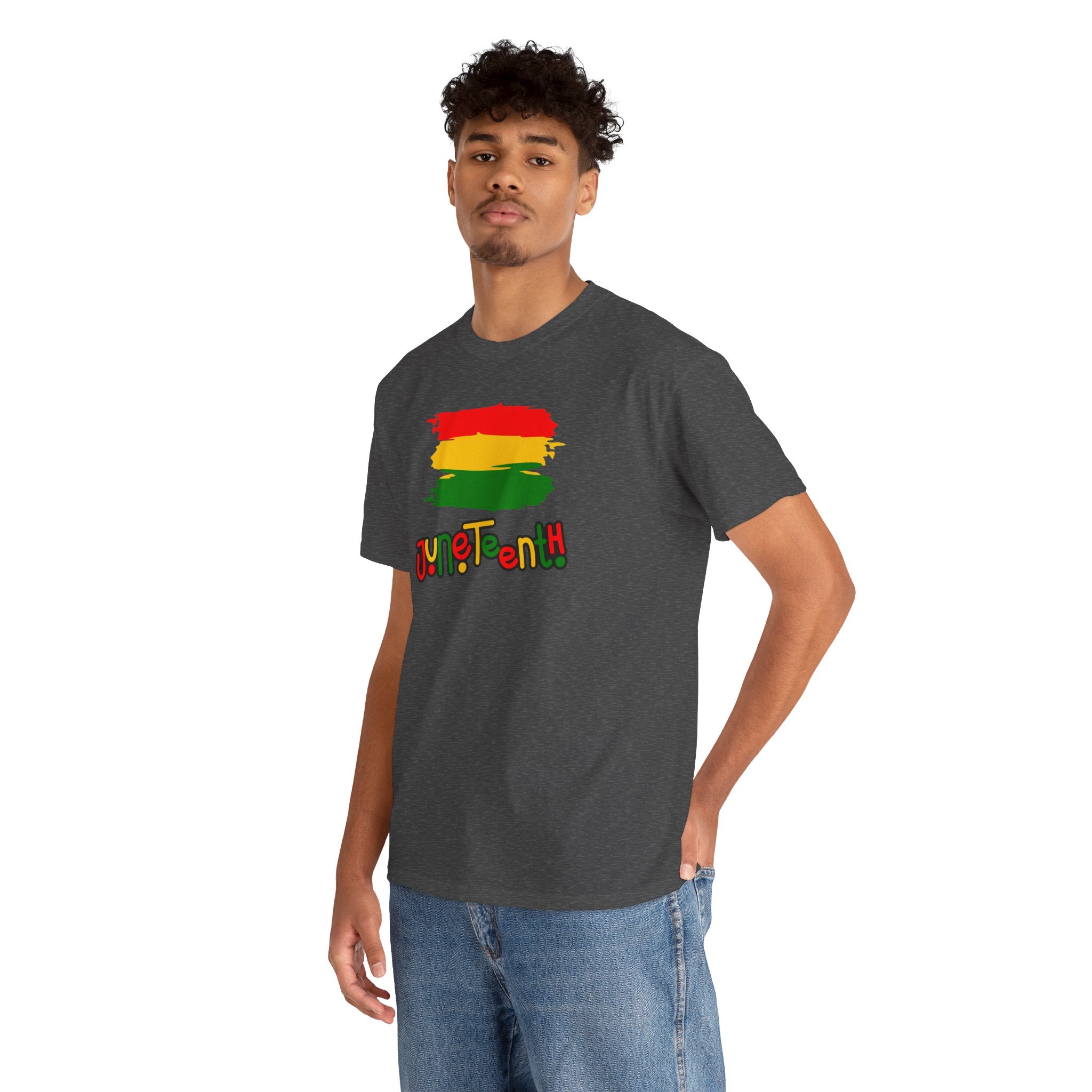 Juneteenth Graphic Tee — Rasta Flag Brushstroke Design