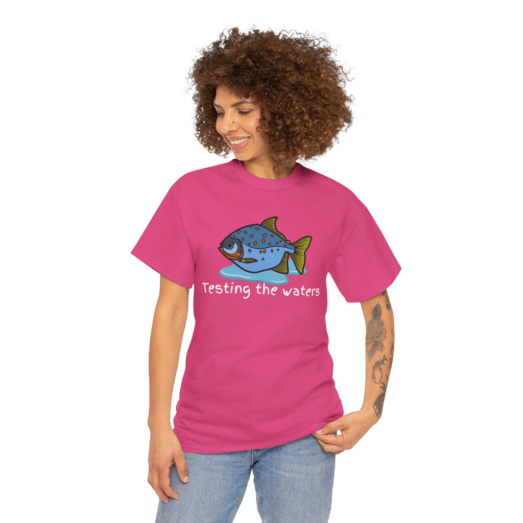 Fishing T‑Shirt — 'Testing the Waters' Blue Fish Tee