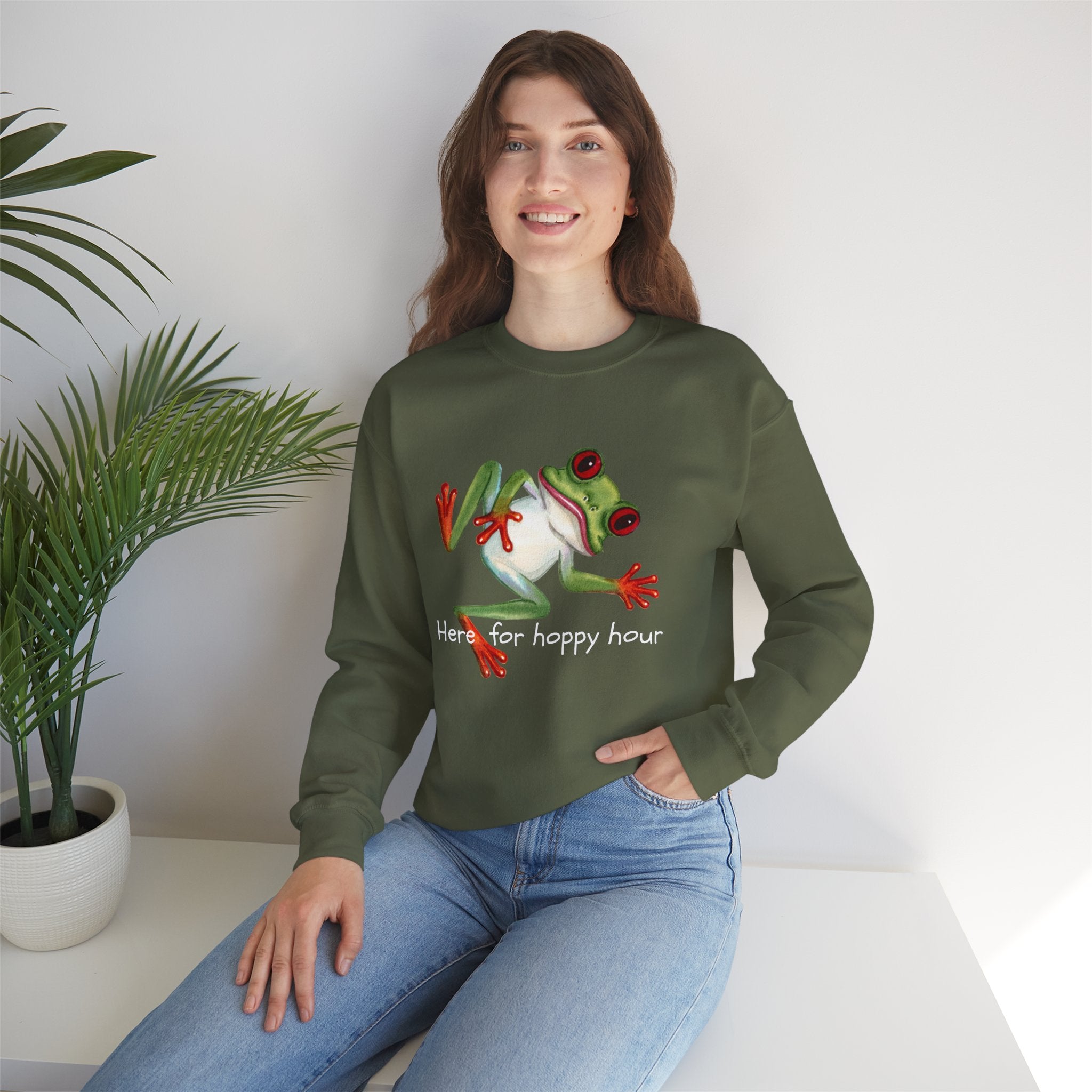 Frog 'Here for Hoppy Hour' Crewneck Sweatshirt