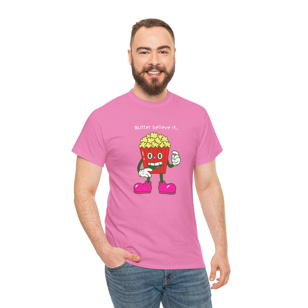 Butter Believe It Popcorn Tee — Cute Retro Snack Cartoon T-Shirt