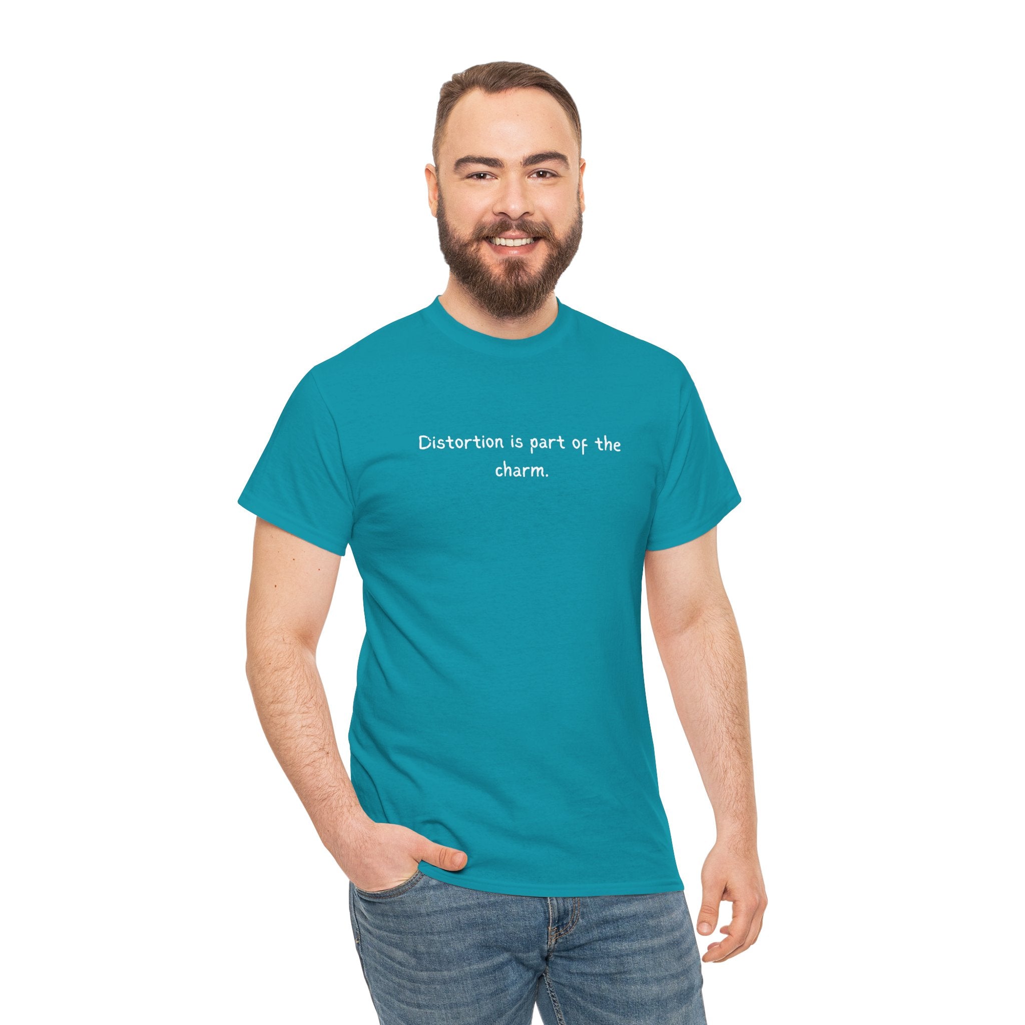 T-Shirt — "Distortion is part of the charm." Minimalist Black Graphic Tee