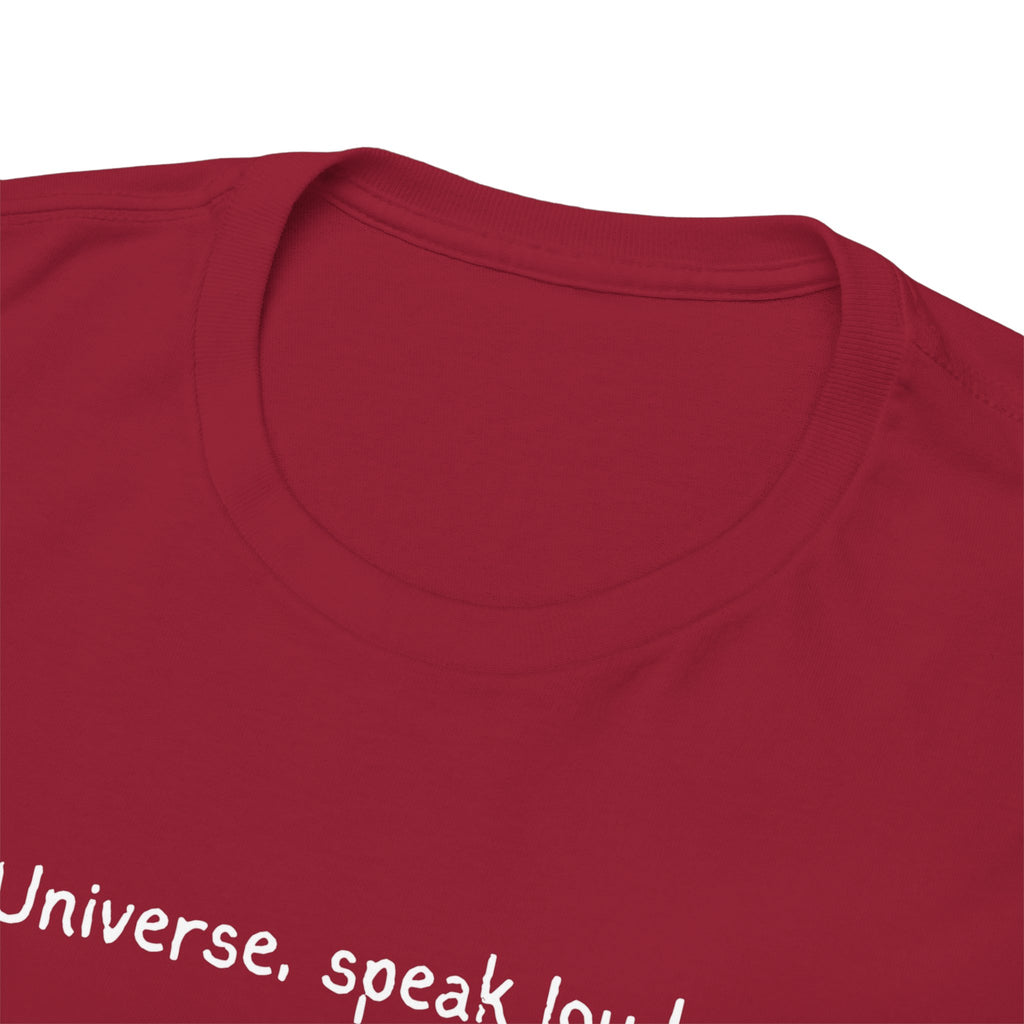 'Universe, Speak Louder' Black Graphic Tee Tag