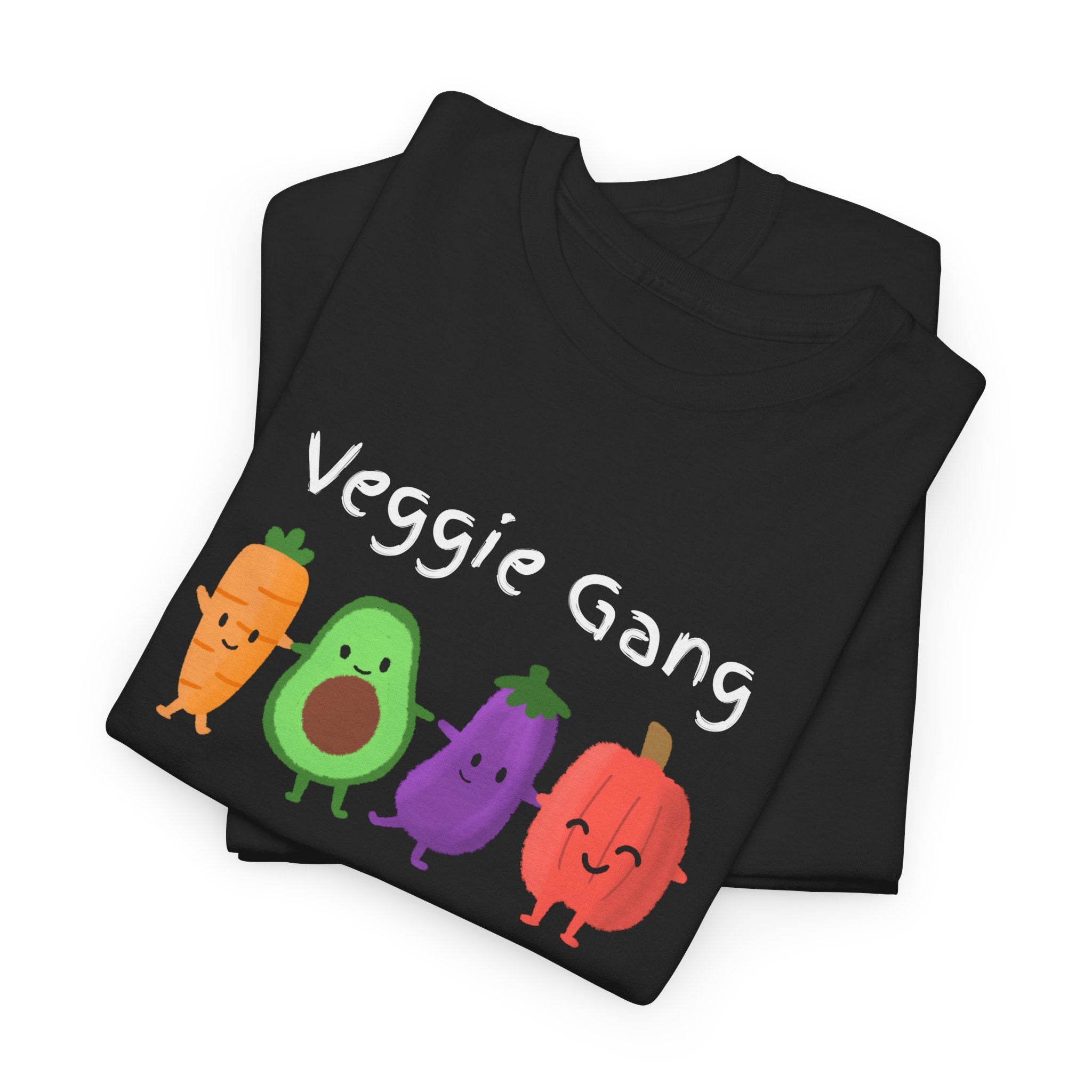 Veggie Gang T-Shirt – Cute Cartoon Avocado, Carrot, Eggplant & Pepper Tee