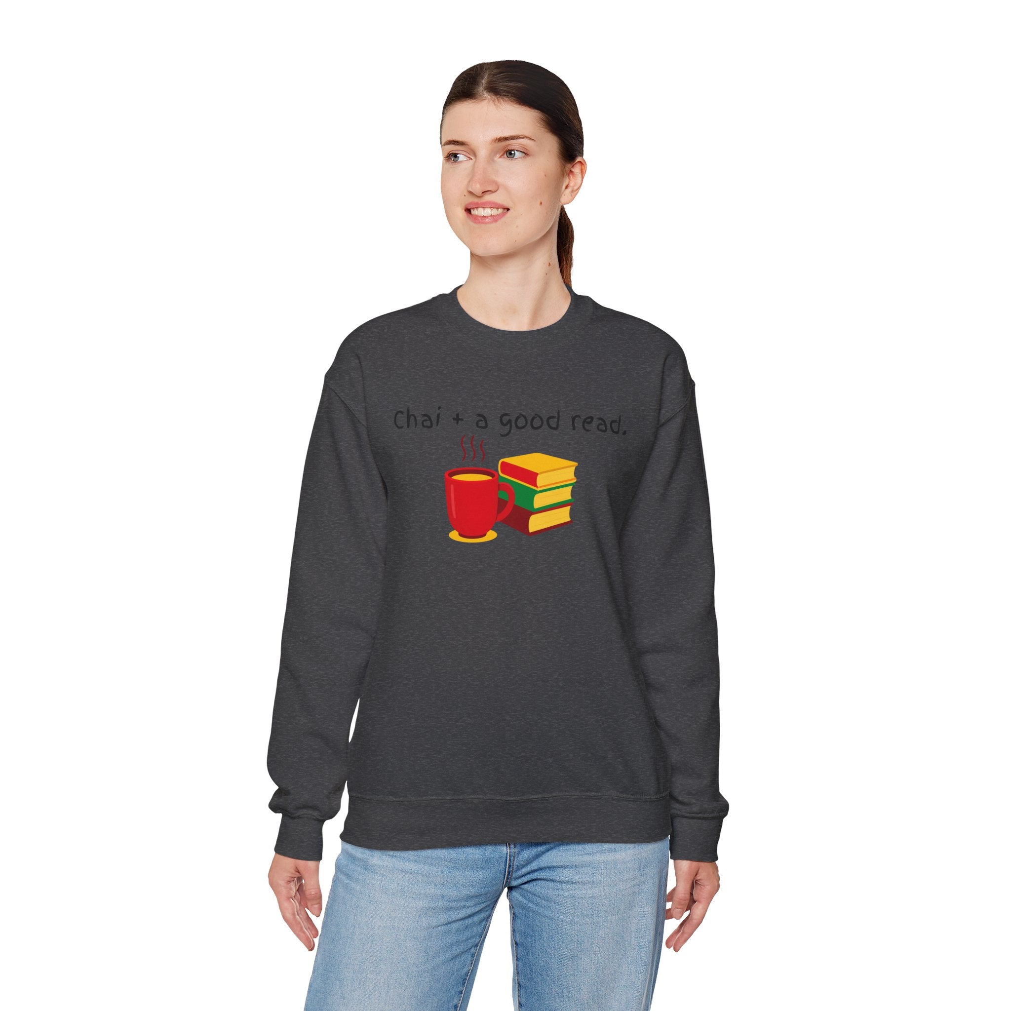 Cozy Reading Sweatshirt — "Chai + a Good Read" Crewneck