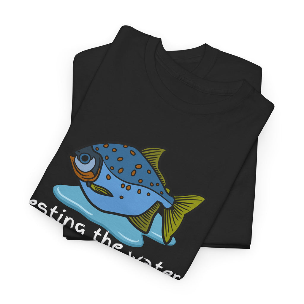 Fishing T‑Shirt — 'Testing the Waters' Blue Fish Tee