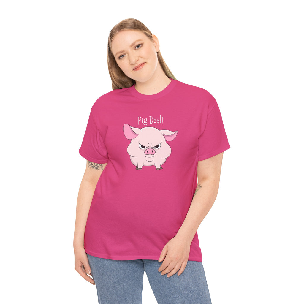 Pig Deal! Cute Angry Pig Graphic Tee — Funny Farm Animal T-Shirt