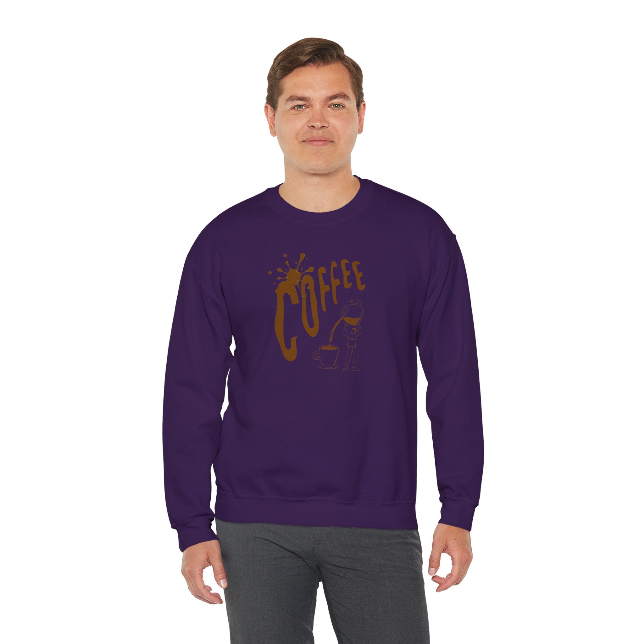 Coffee Lover Crewneck Sweatshirt — Retro Brown Coffee Graphic