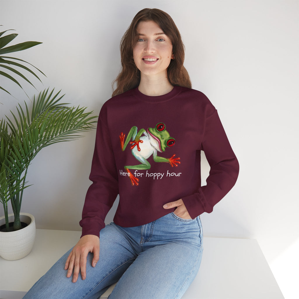 Frog 'Here for Hoppy Hour' Crewneck Sweatshirt