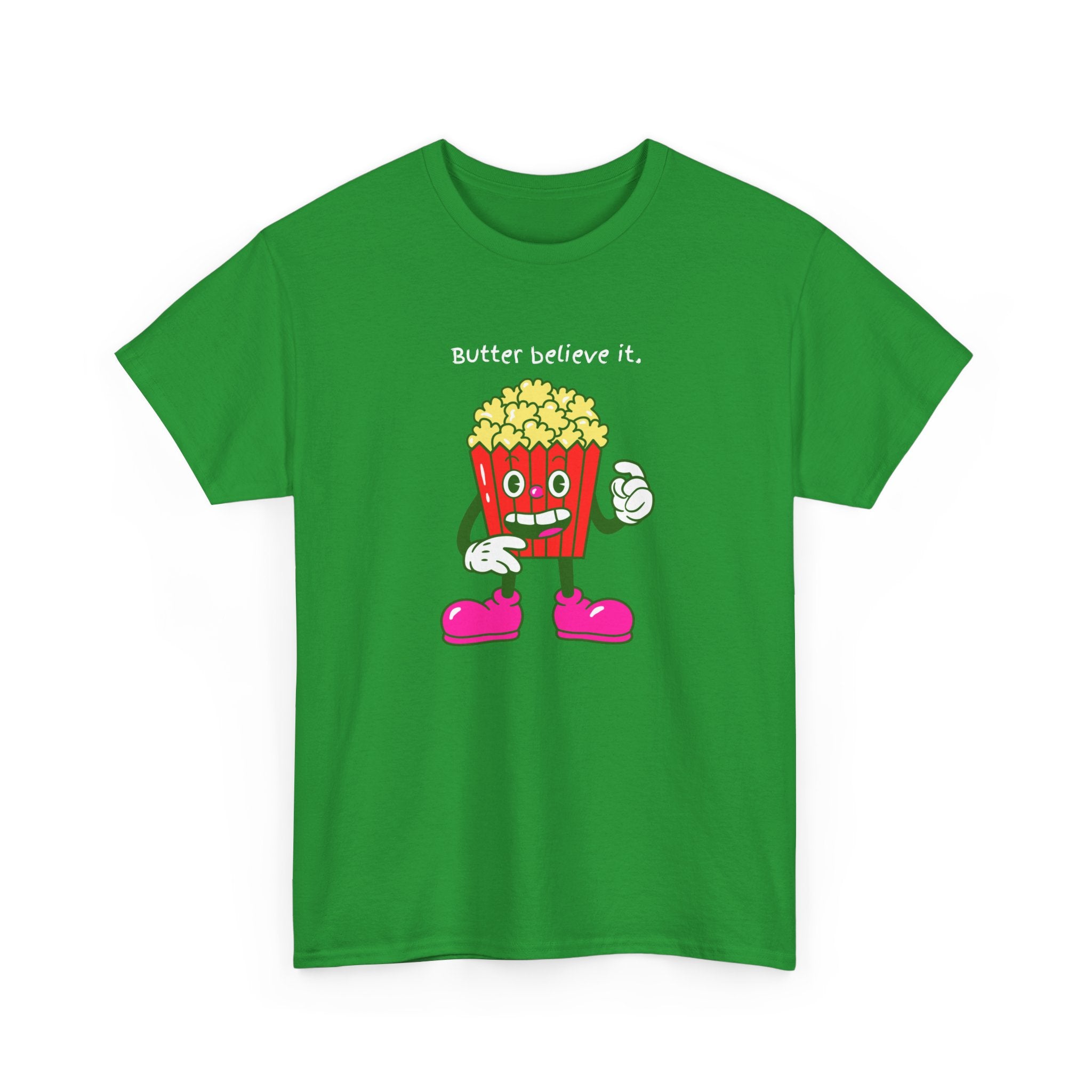 Butter Believe It Popcorn Tee — Cute Retro Snack Cartoon T-Shirt