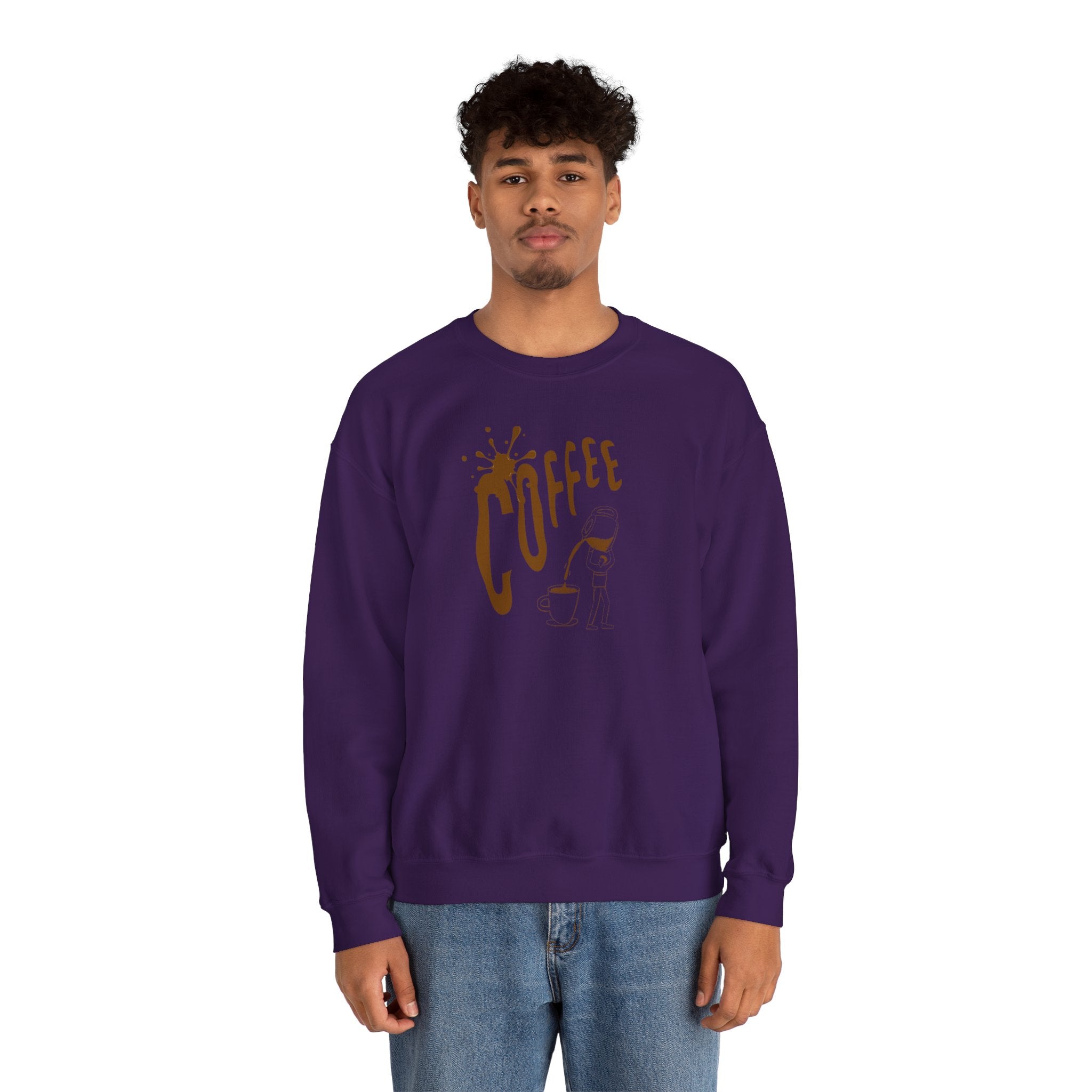 Coffee Lover Crewneck Sweatshirt — Retro Brown Coffee Graphic