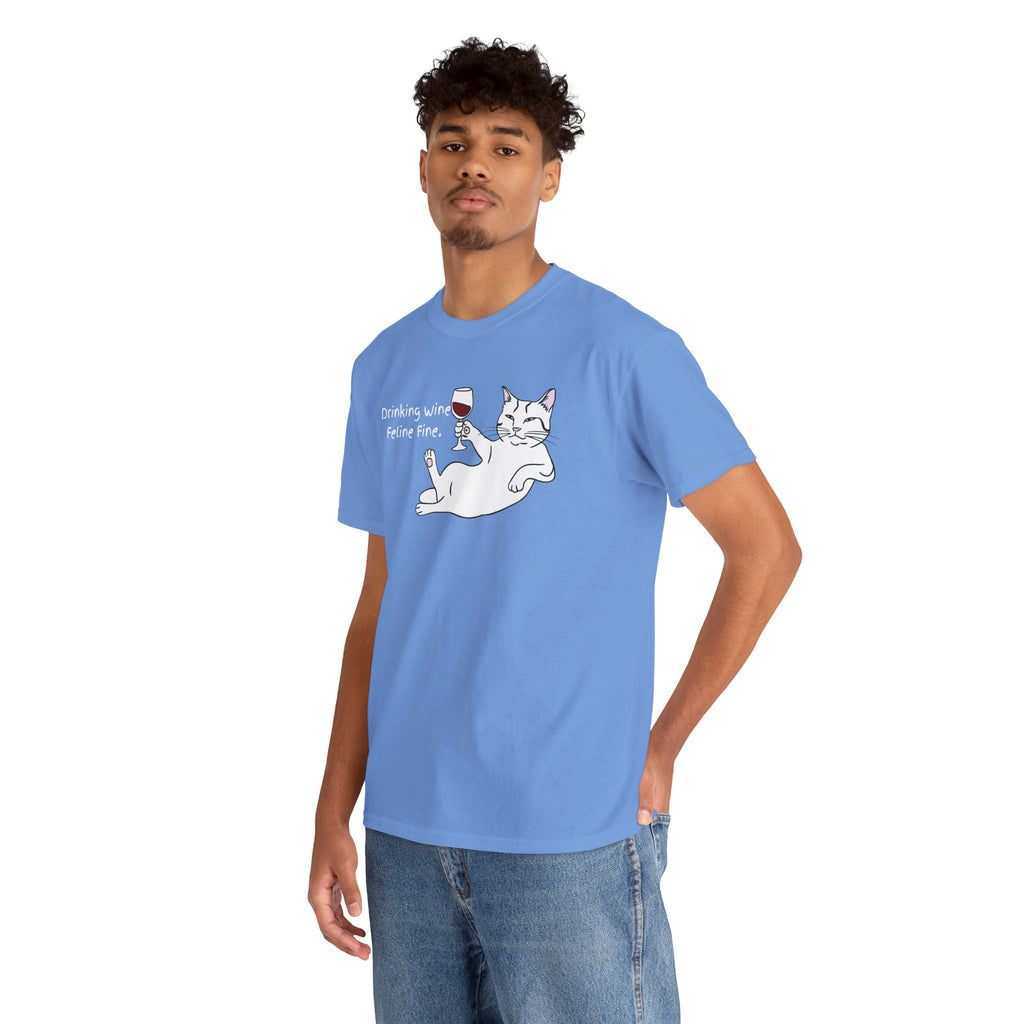 Drinking Wine, Feline Fine Cat Tee