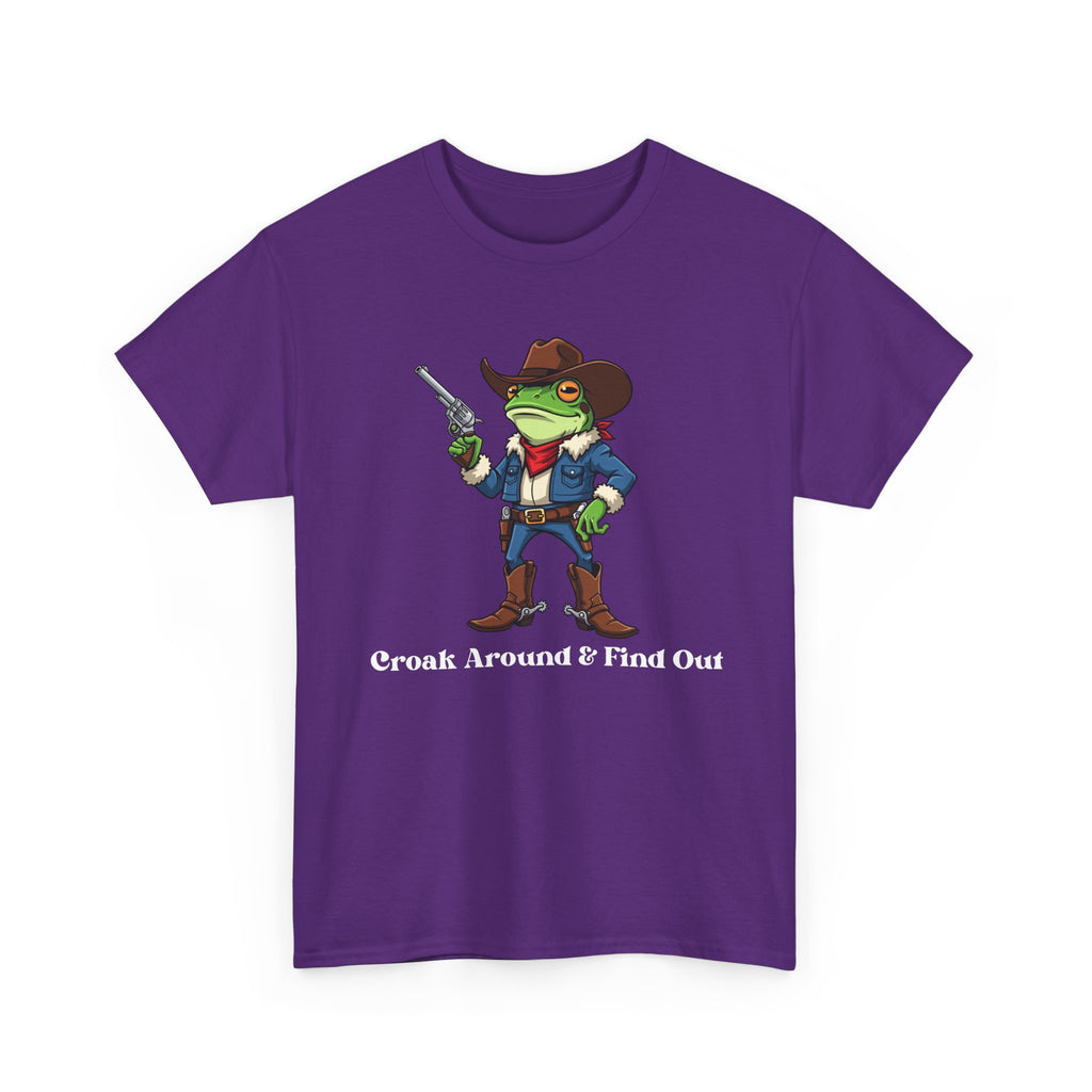 Cowboy Frog T-Shirt - "Croak Around & Find Out" Funny Western Graphic Tee