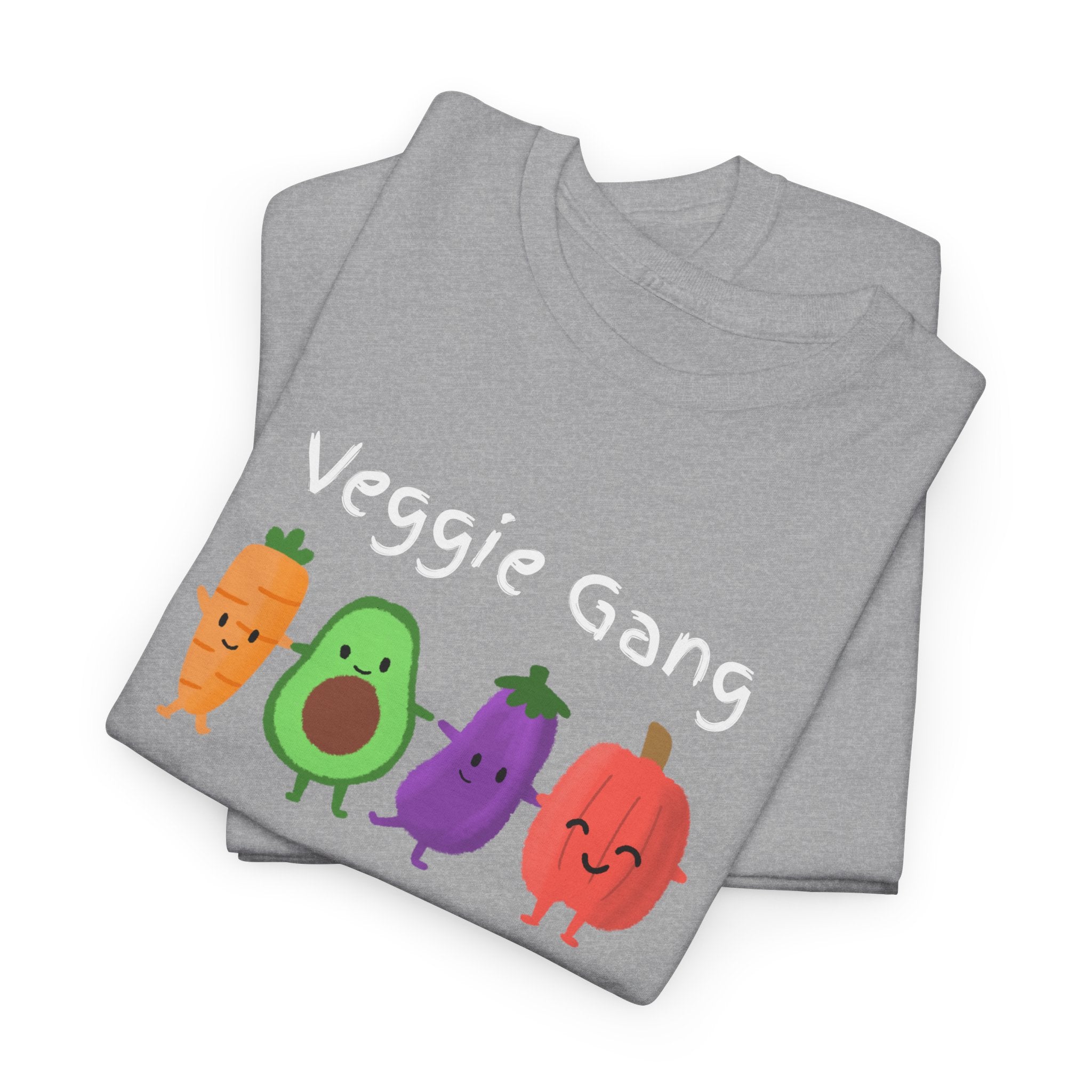 Veggie Gang T-Shirt – Cute Cartoon Avocado, Carrot, Eggplant & Pepper Tee