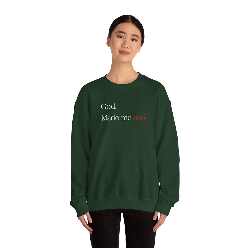 Sweatshirt — "God. Made Me Cool" Minimal Faith Crewneck