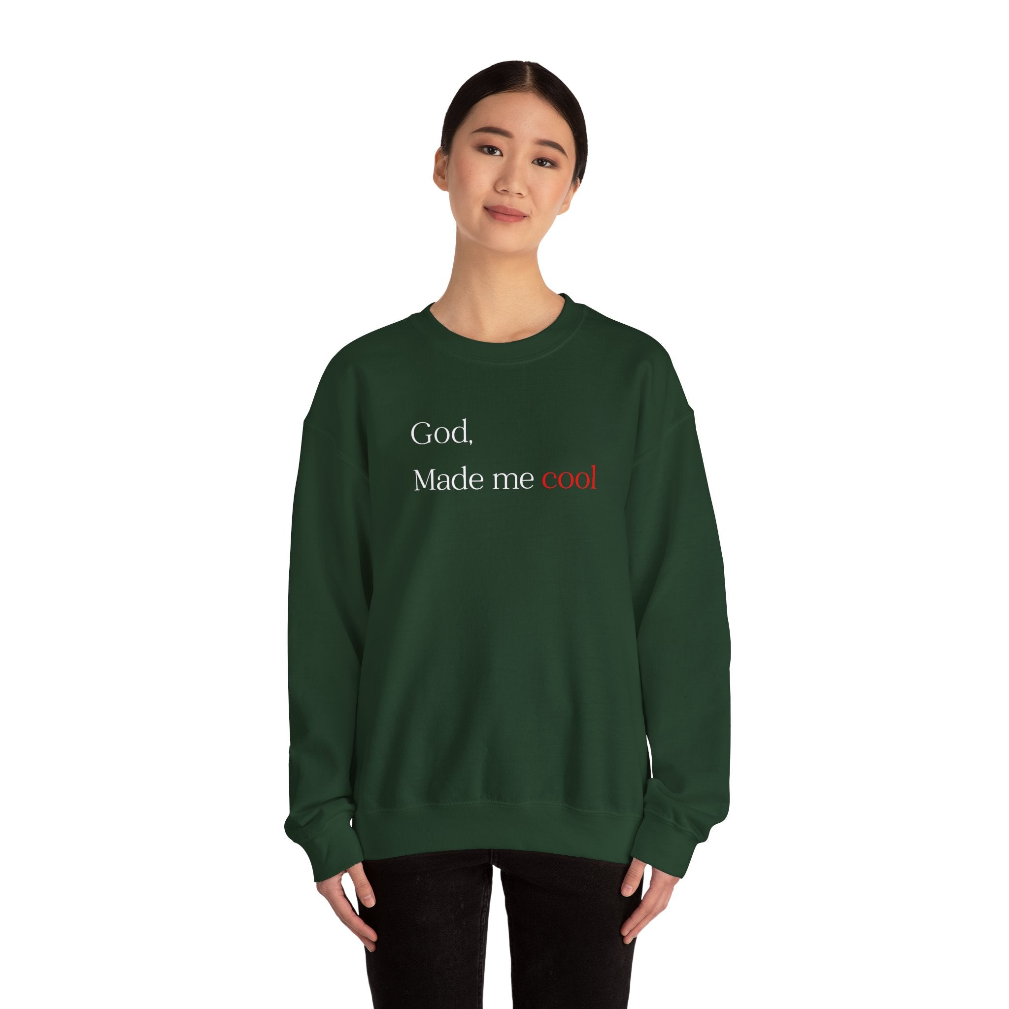 Sweatshirt — "God. Made Me Cool" Minimal Faith Crewneck