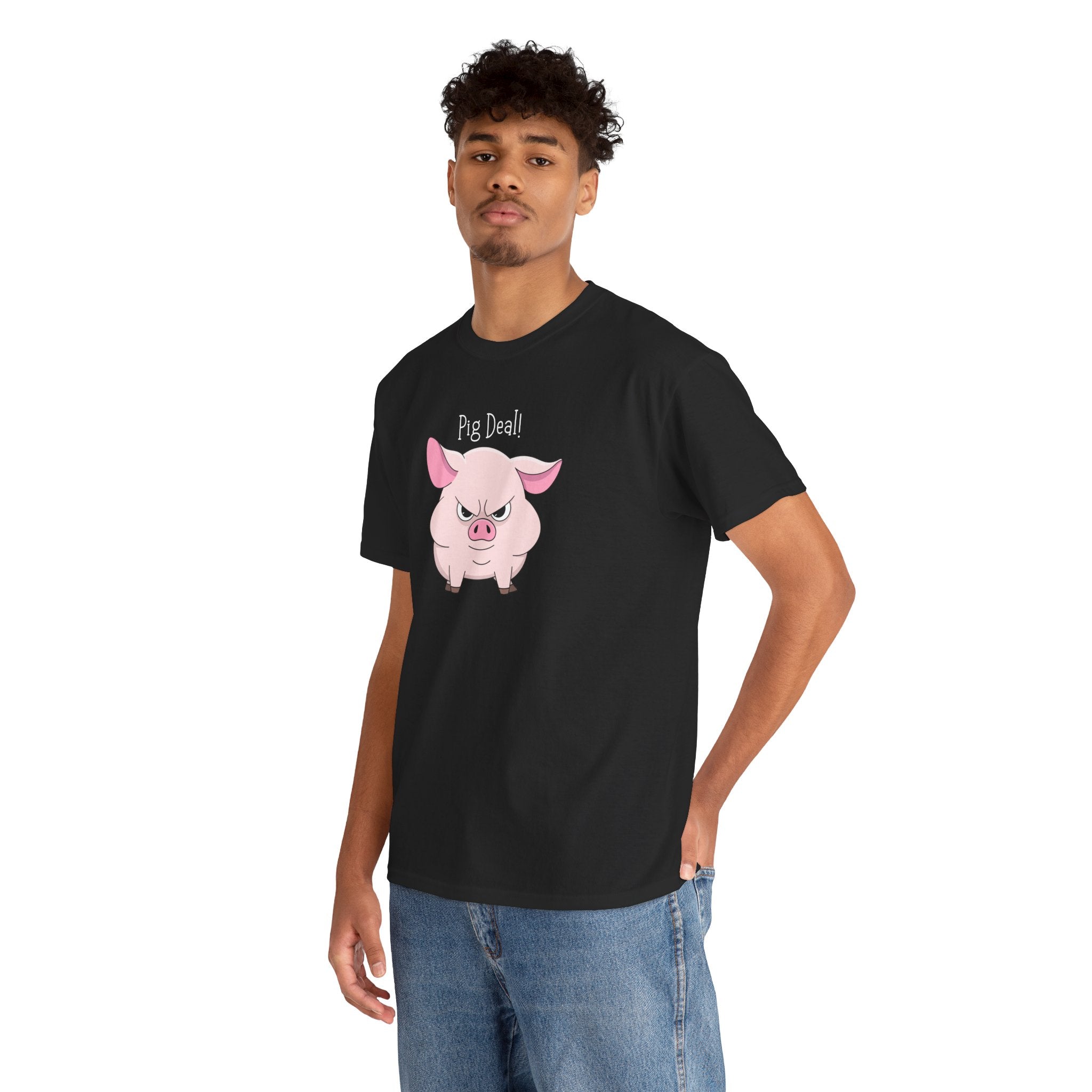 Pig Deal! Cute Angry Pig Graphic Tee — Funny Farm Animal T-Shirt