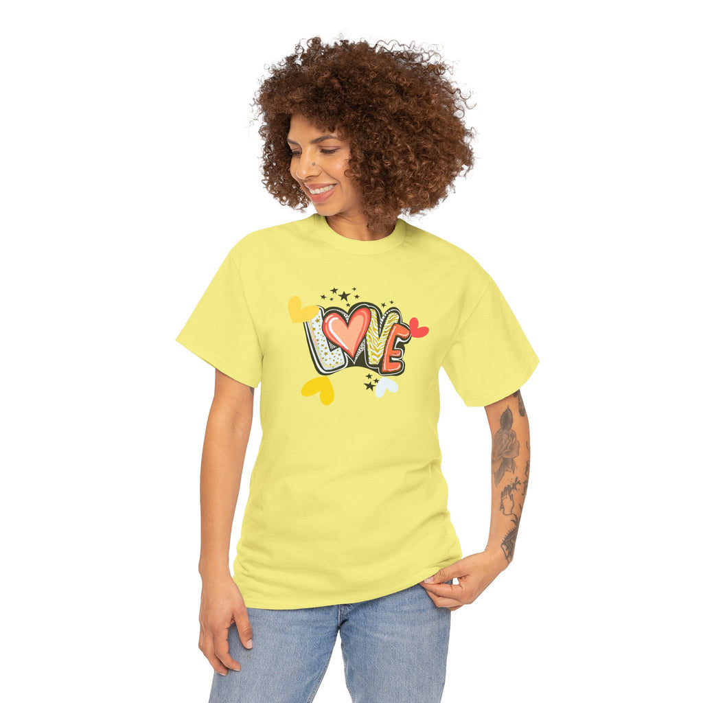 Love Heart Graphic Tee — Retro Doodle "LOVE" Design