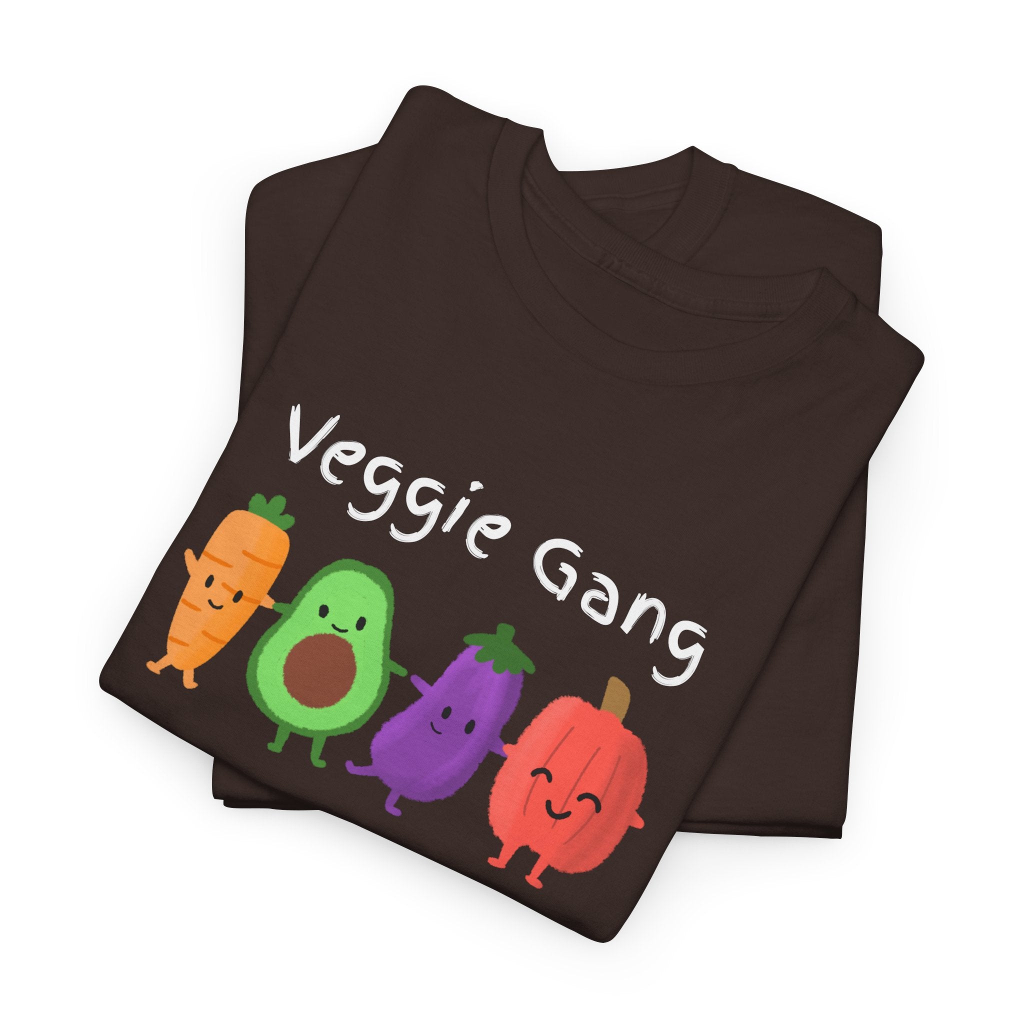 Veggie Gang T-Shirt – Cute Cartoon Avocado, Carrot, Eggplant & Pepper Tee
