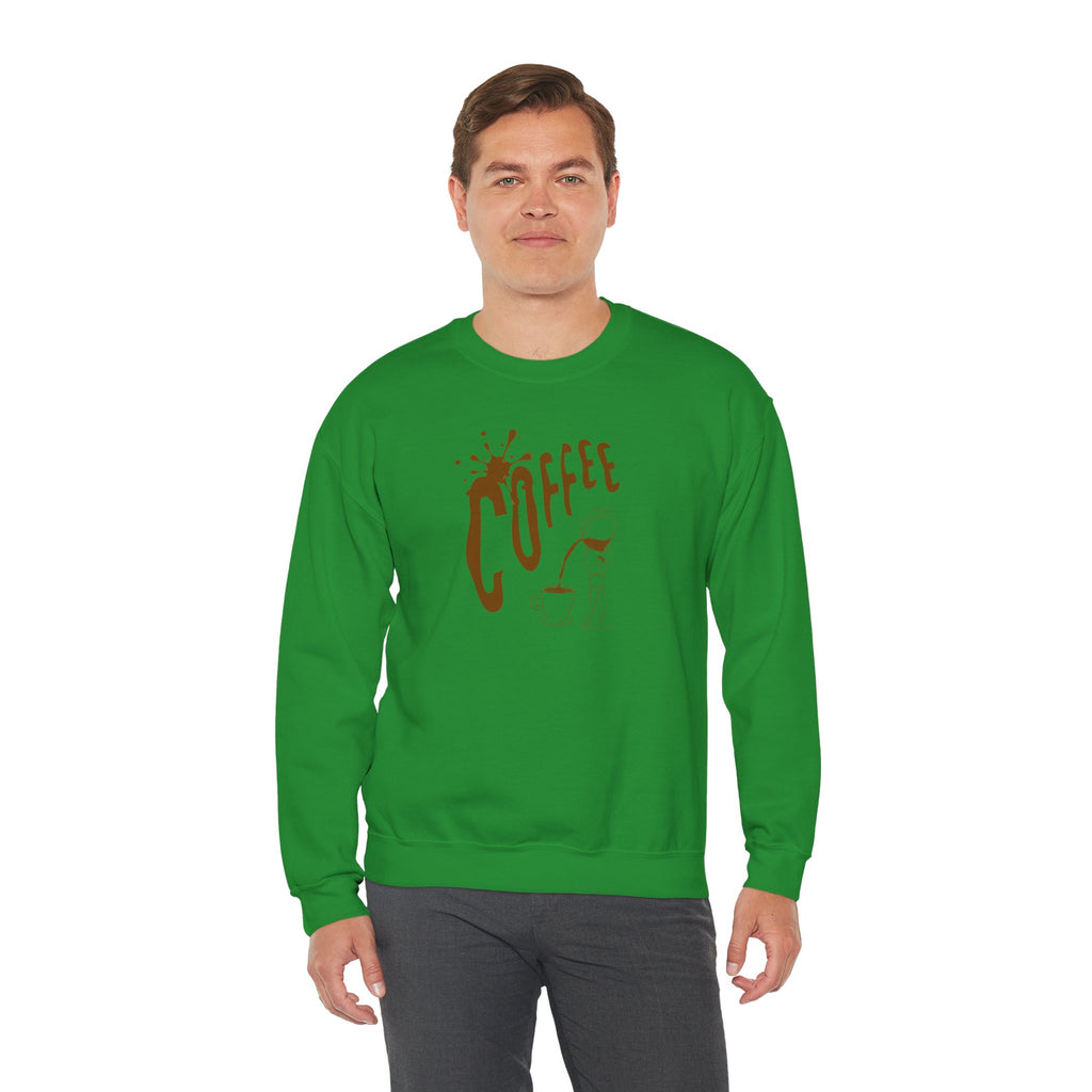 Coffee Lover Crewneck Sweatshirt — Retro Brown Coffee Graphic