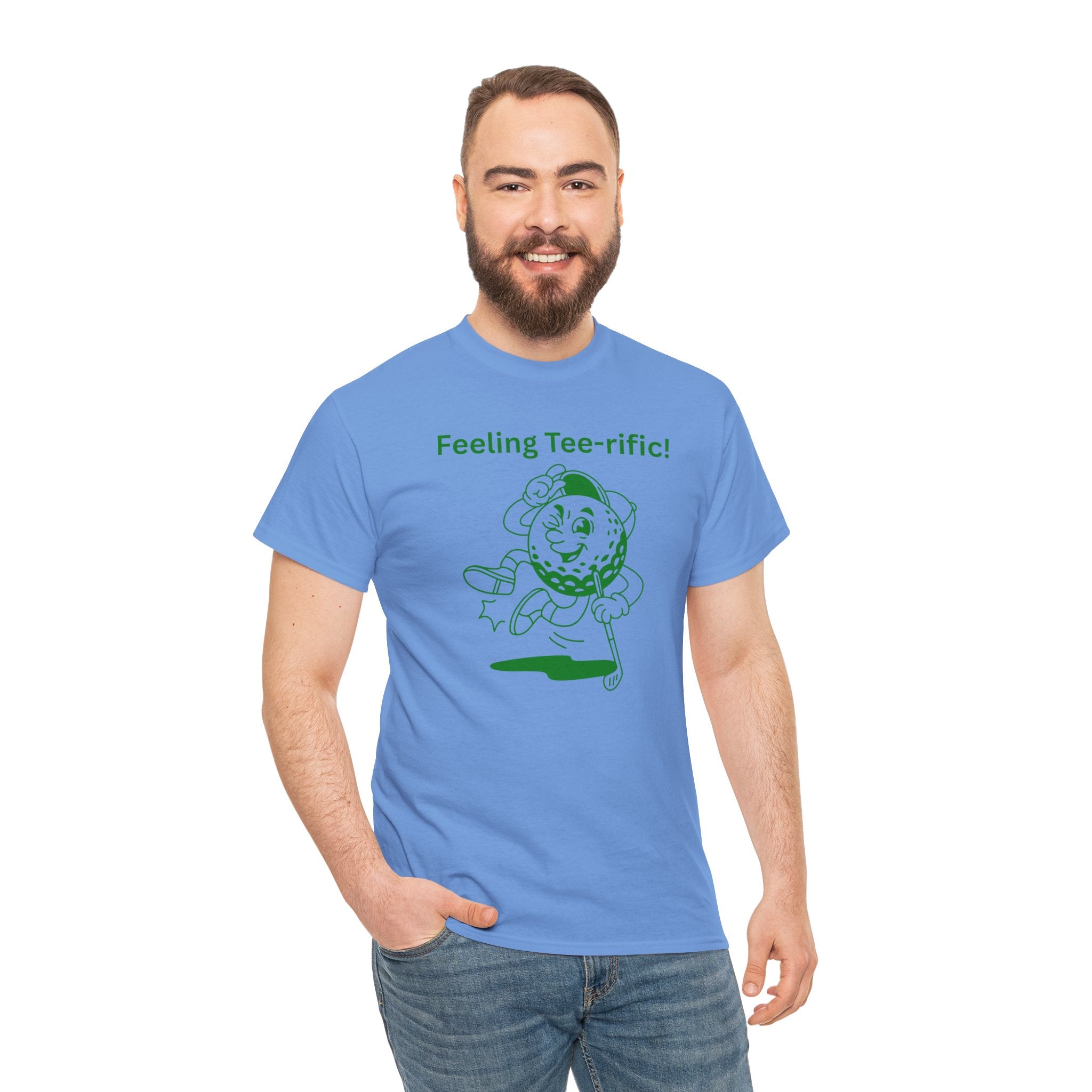 Golf Tee T-Shirt — "Feeling Tee-rific!" Vintage Golf Character Shirt