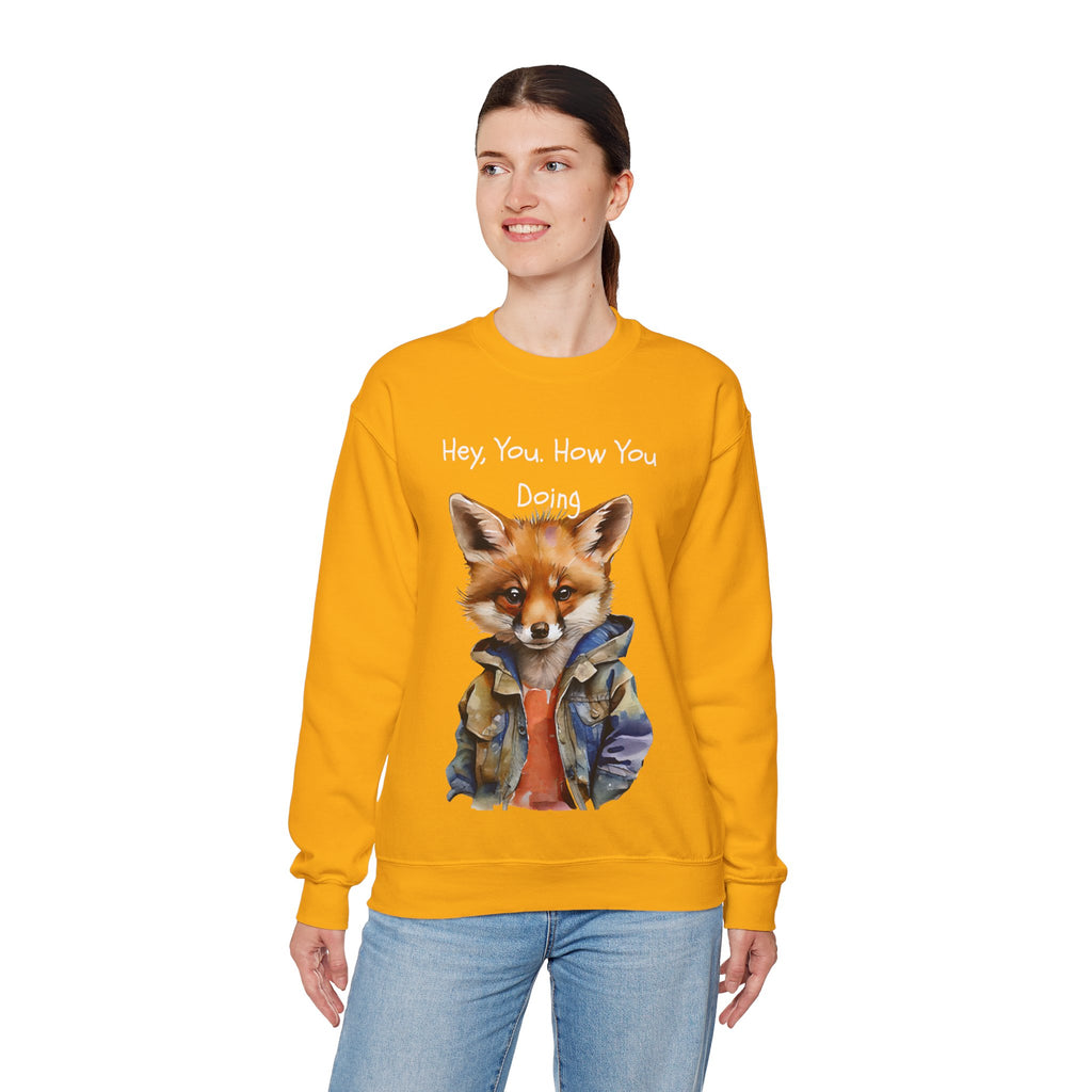 Fox Graphic Crewneck Sweatshirt — "Hey, You. How You Doing" Cozy Pullover