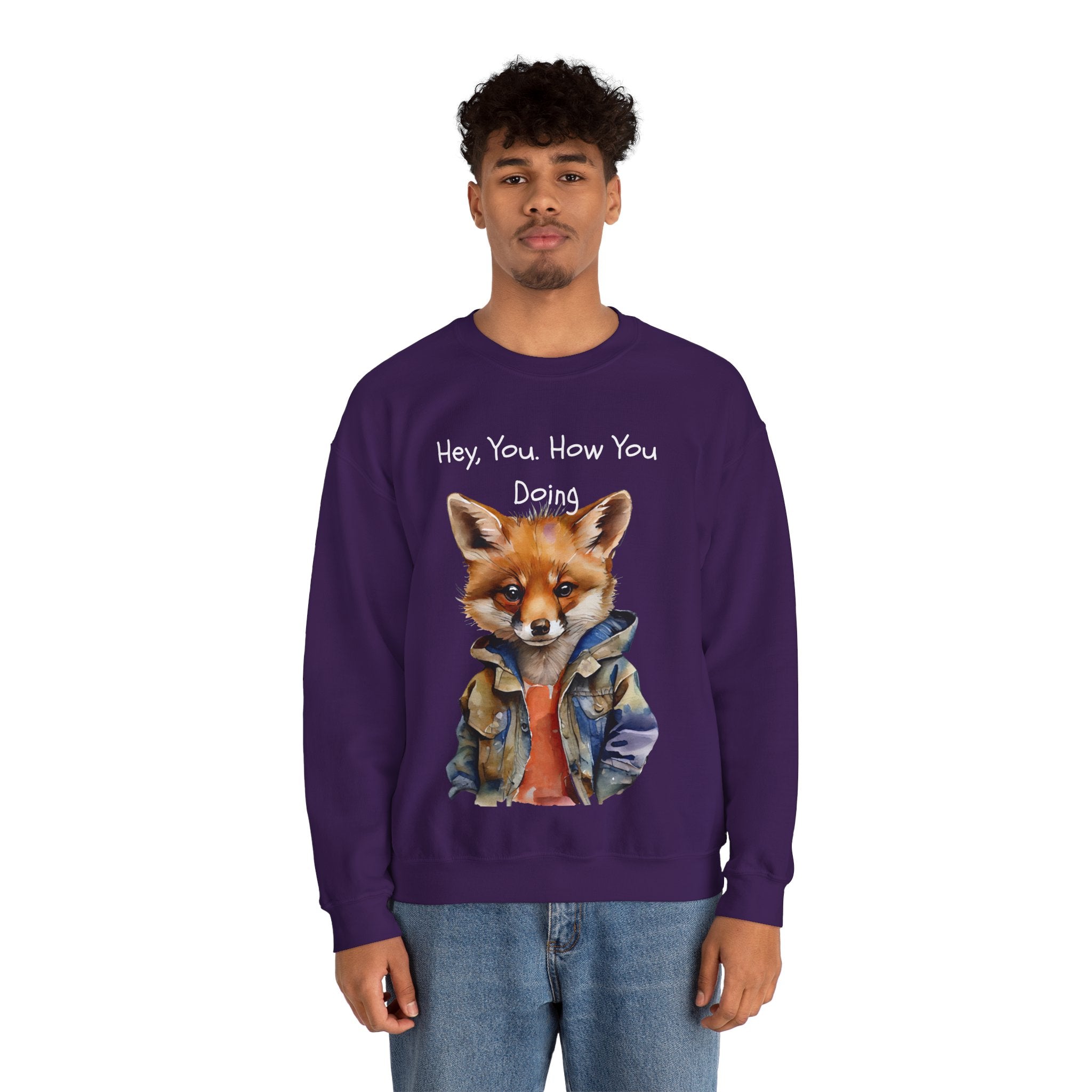 Fox Graphic Crewneck Sweatshirt — "Hey, You. How You Doing" Cozy Pullover
