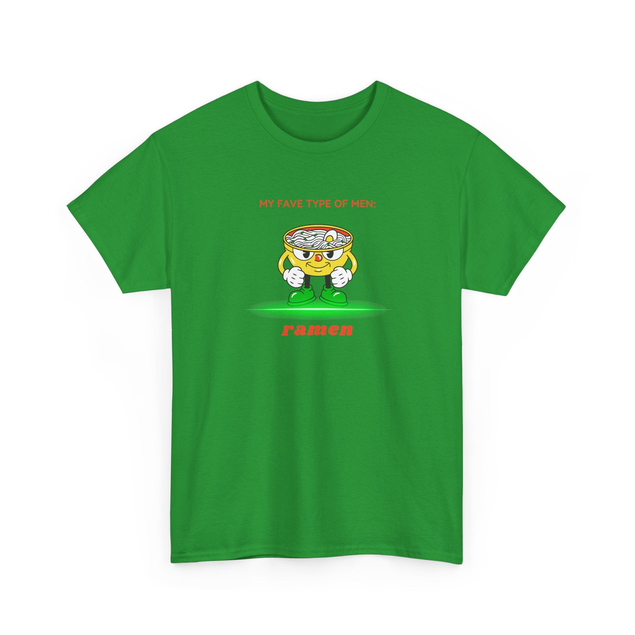 Ramen Bowl Cartoon Tee – "My Favorite Type of Men" Cute Kawaii Noodle Shirt