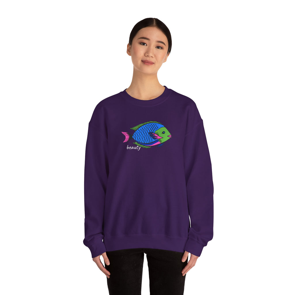 Fish Graphic Sweatshirt — Neon Tropical Fish 'beauty' Crewneck