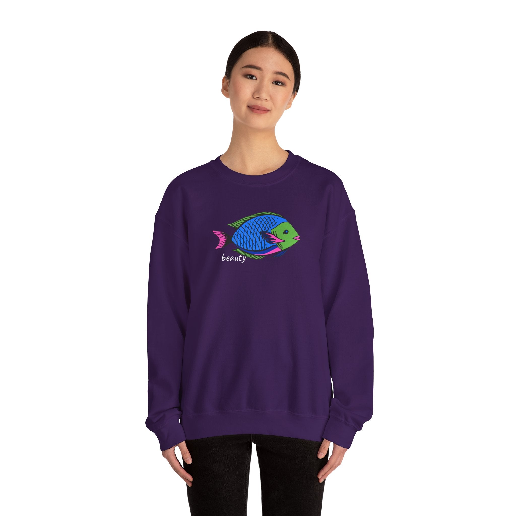 Fish Graphic Sweatshirt — Neon Tropical Fish 'beauty' Crewneck