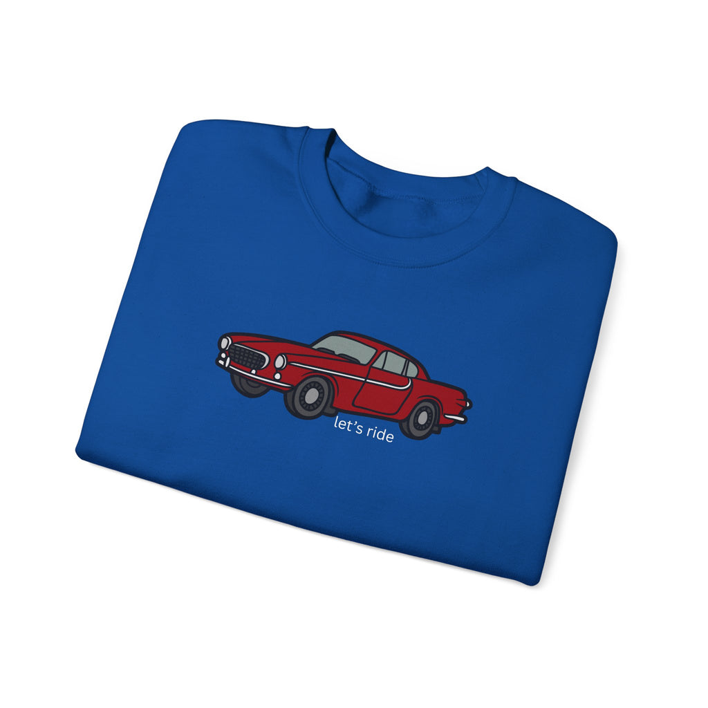Classic Red Muscle Car Sweatshirt — “let’s ride” Crewneck