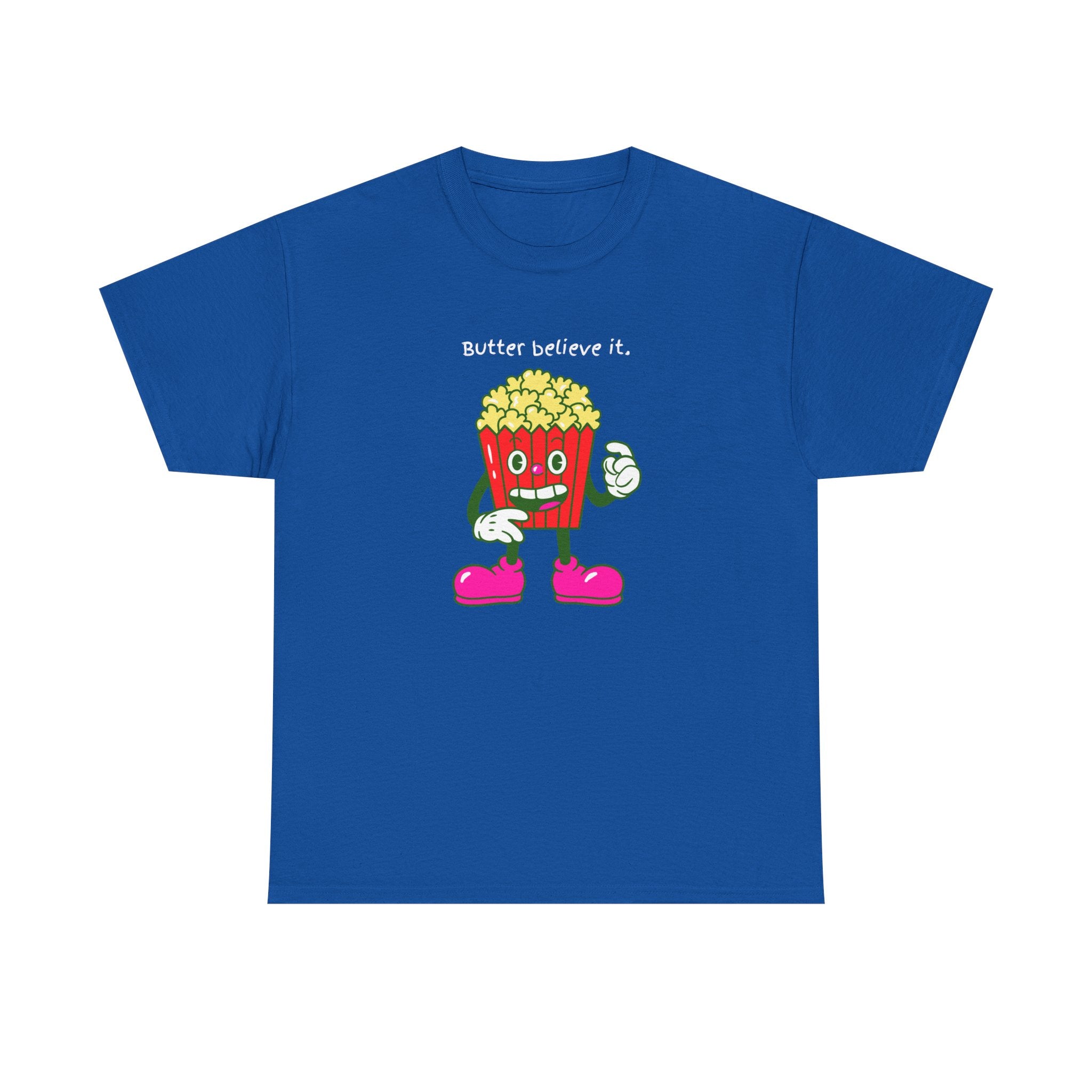 Butter Believe It Popcorn Tee — Cute Retro Snack Cartoon T-Shirt