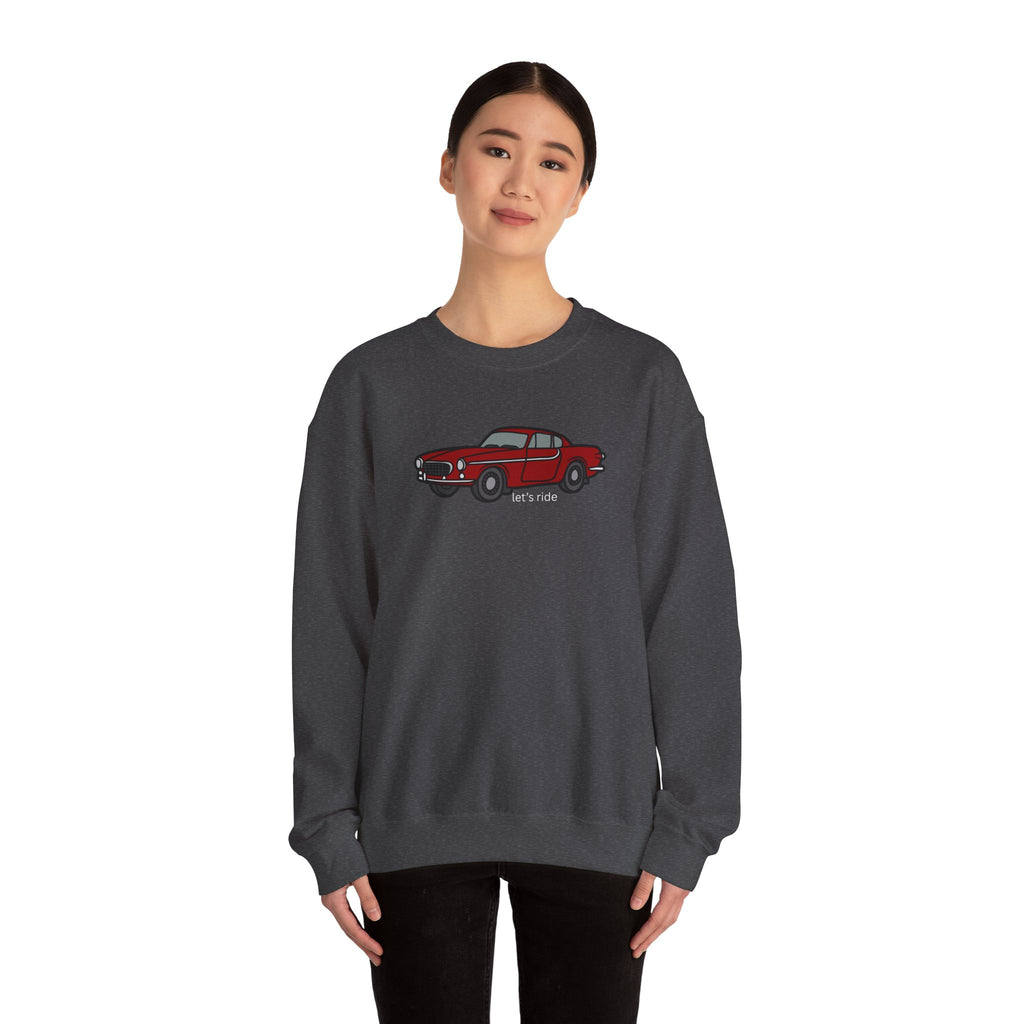 Classic Red Muscle Car Sweatshirt — “let’s ride” Crewneck