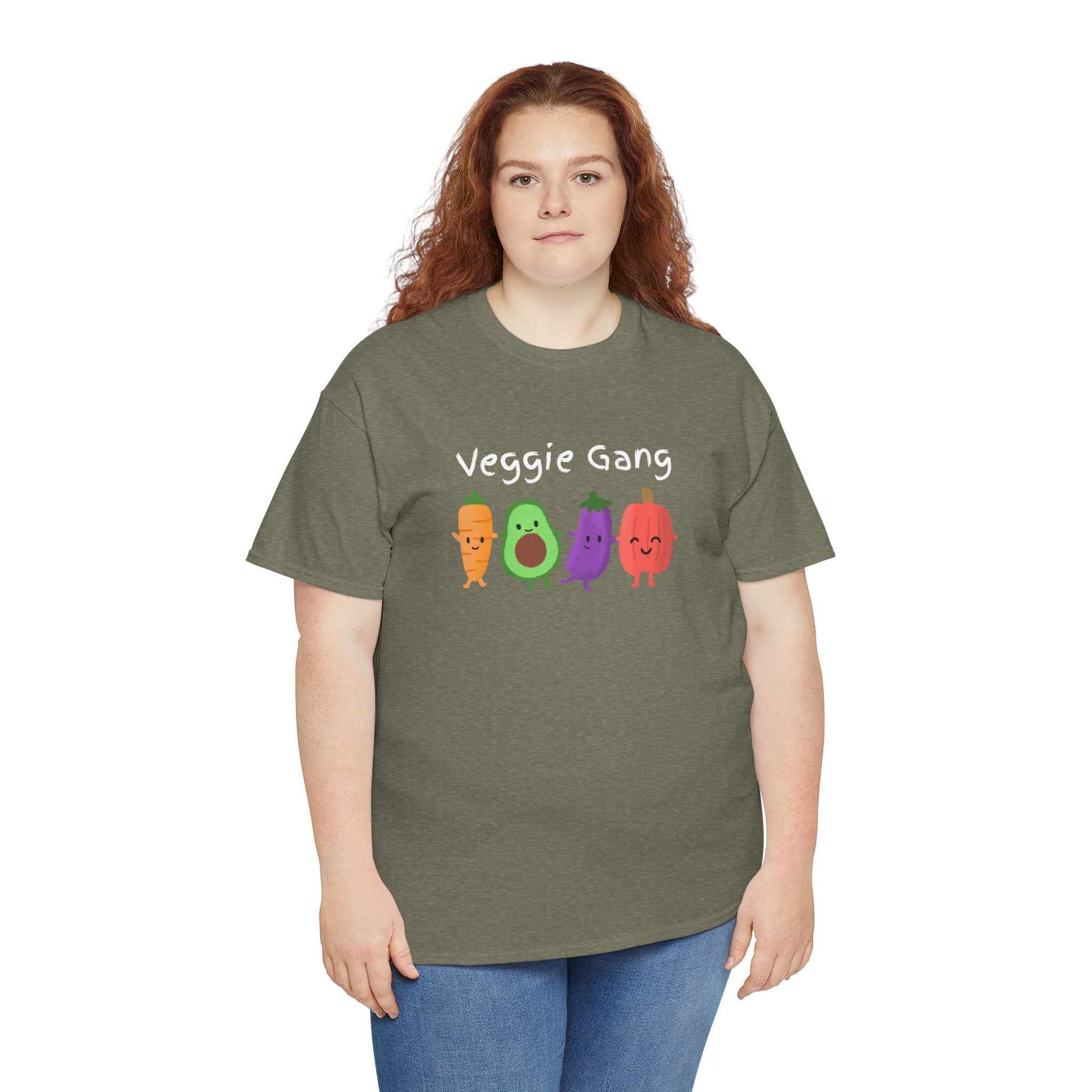Veggie Gang T-Shirt – Cute Cartoon Avocado, Carrot, Eggplant & Pepper Tee